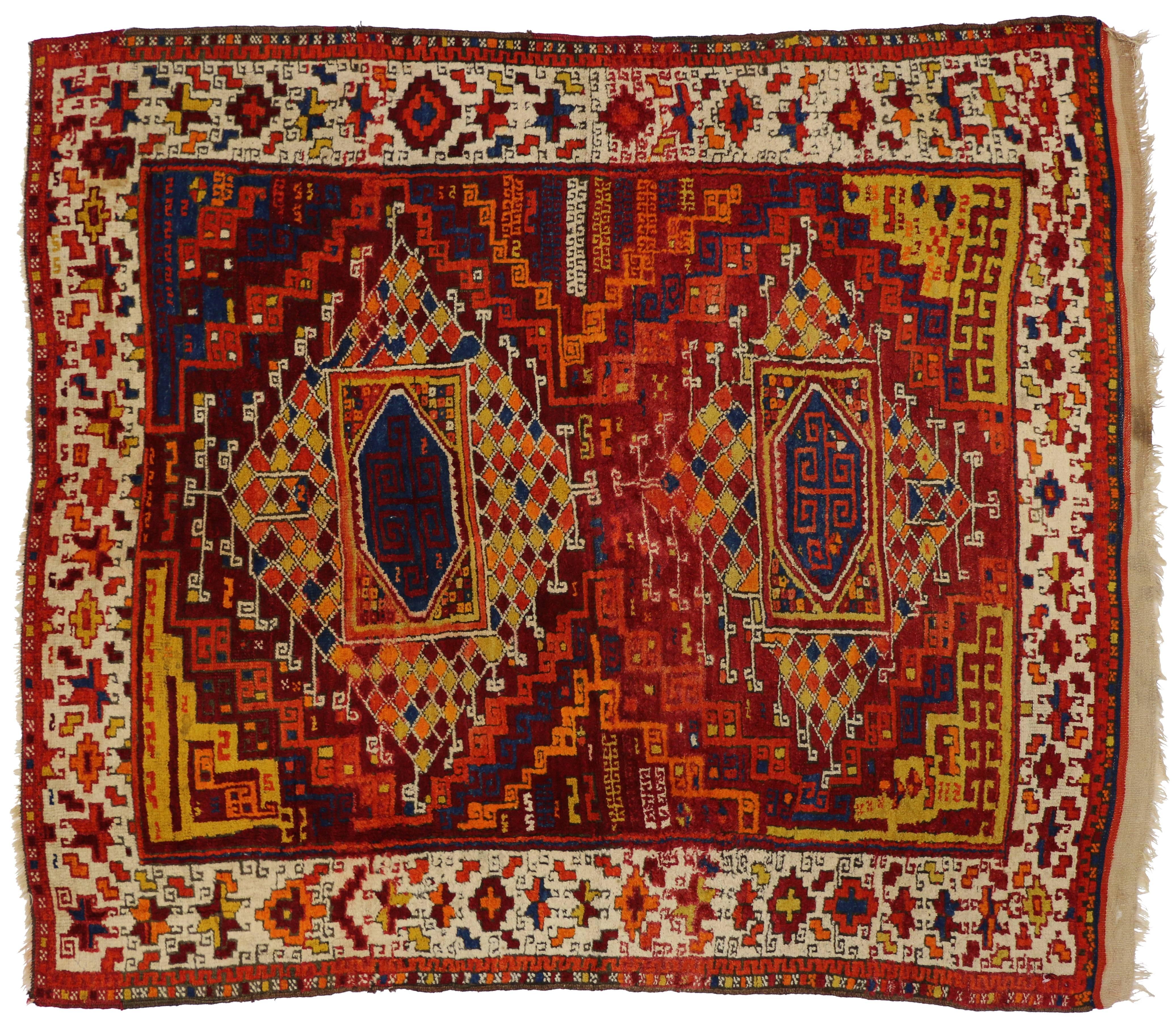 Antique Turkish Oushak with Modern Tribal Design 4