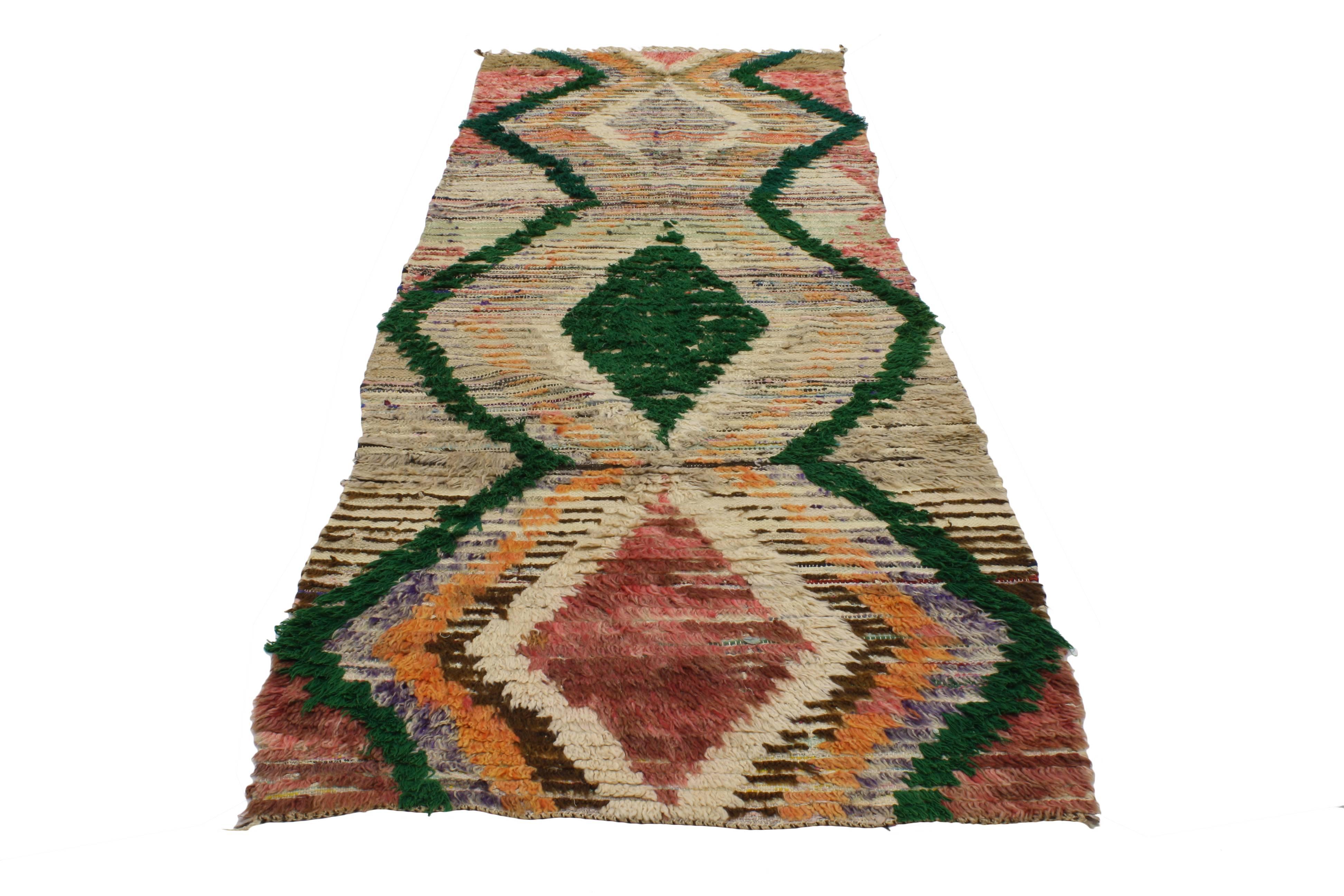 Bohemian Boho Chic Vintage Berber Moroccan Rug with Modern Tribal Design