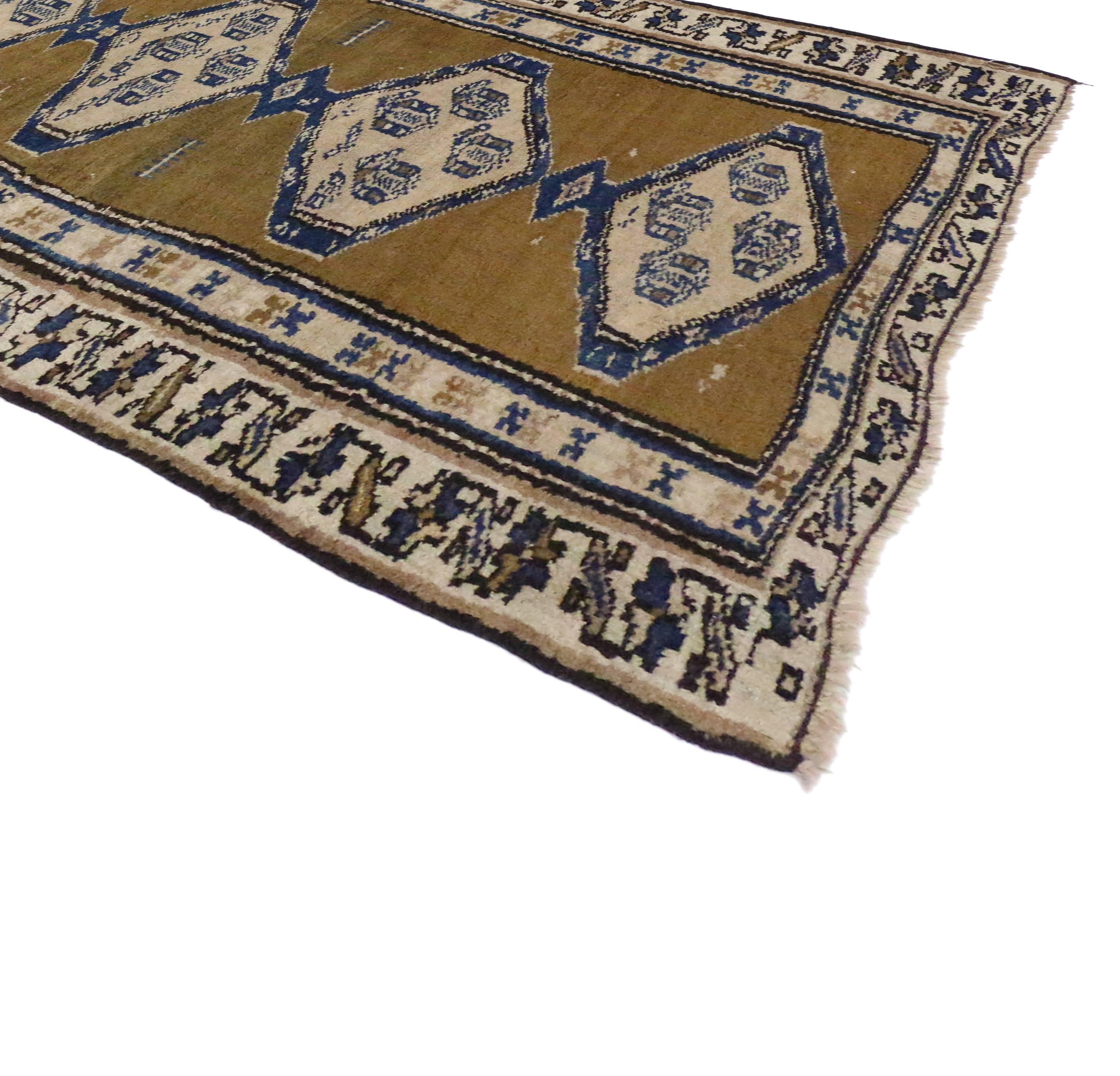 Hand-Knotted Antique Sarab Persian Runner with Modern Tribal Style For Sale