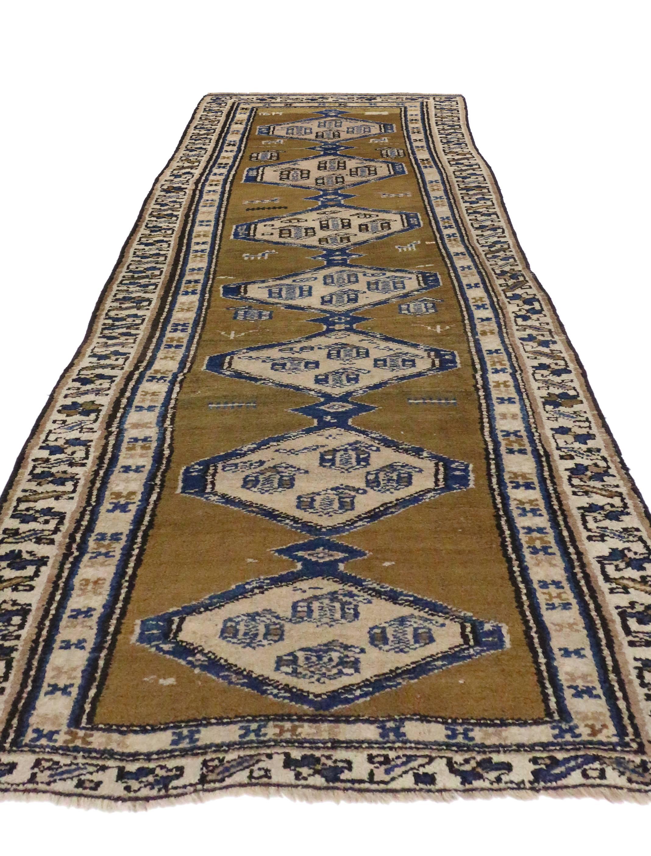 20th Century Antique Sarab Persian Runner with Modern Tribal Style For Sale