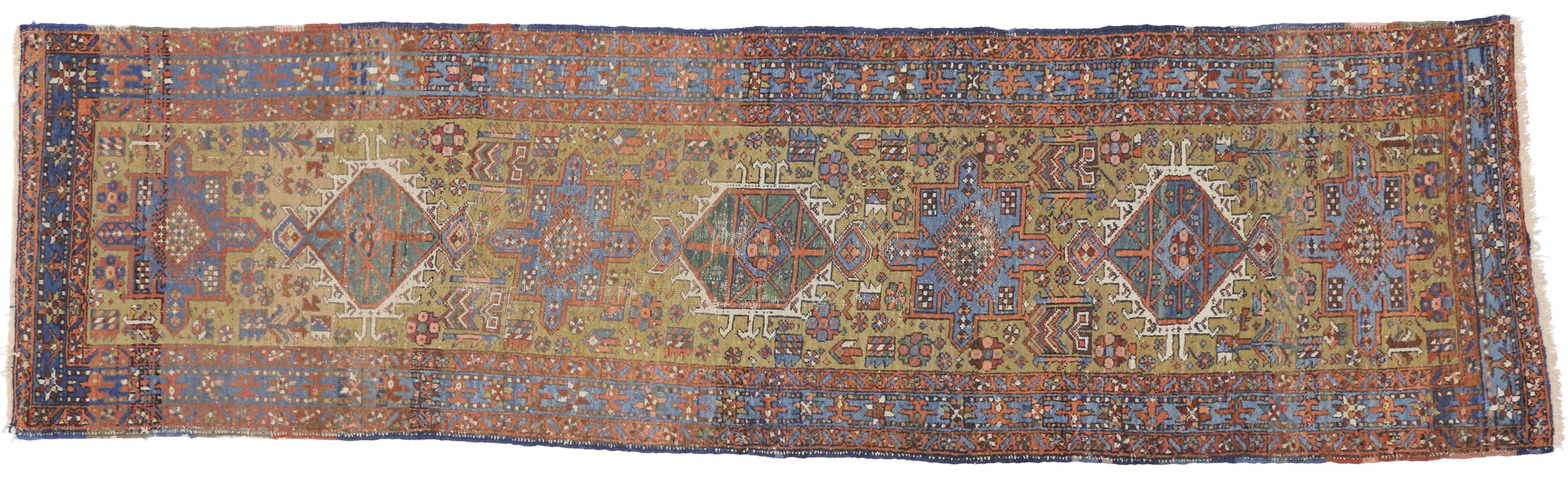 20th Century Antique Heriz Persian Runner with Modern Tribal Style For Sale