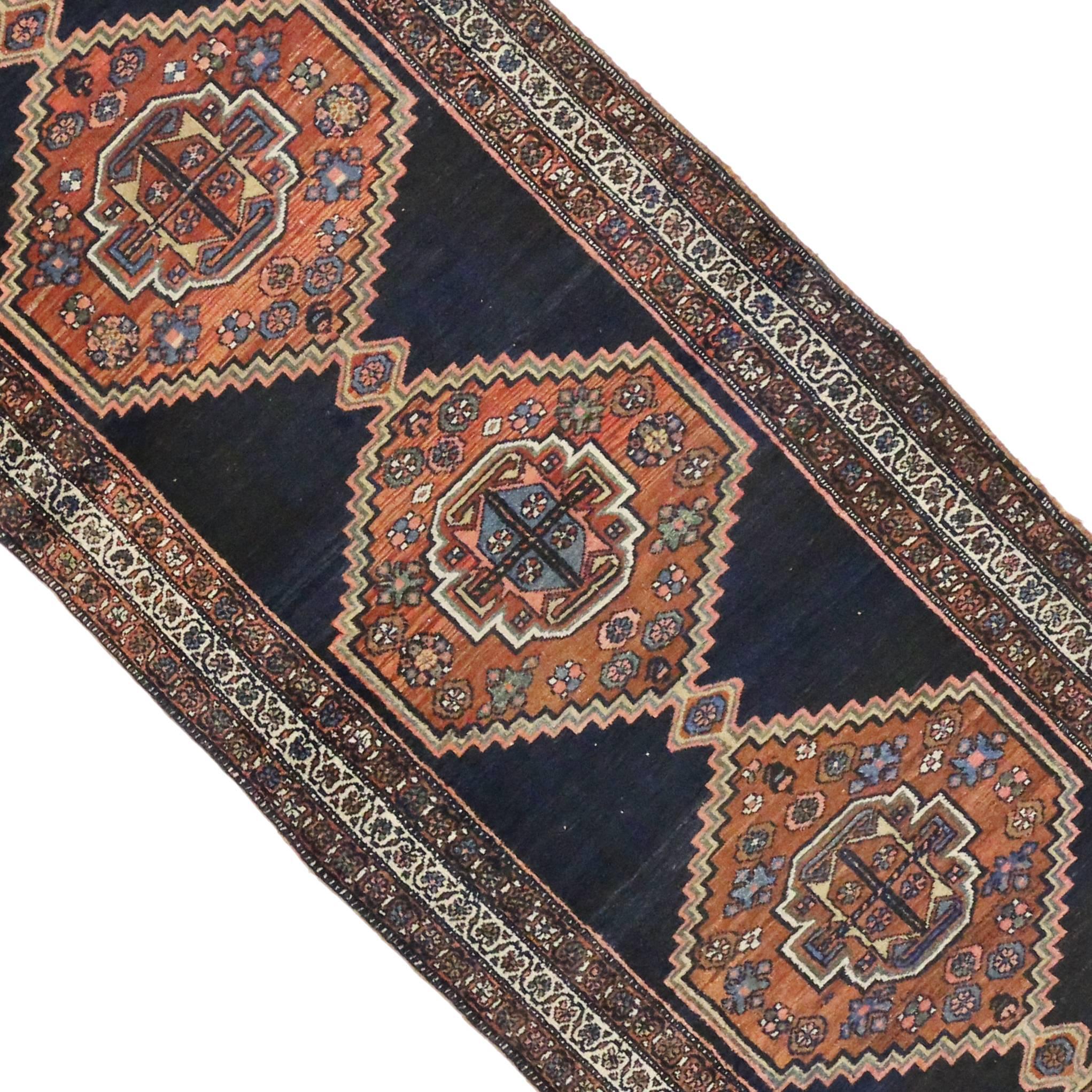 20th Century Antique Hamadan Persian Runner with Modern Tribal Style For Sale