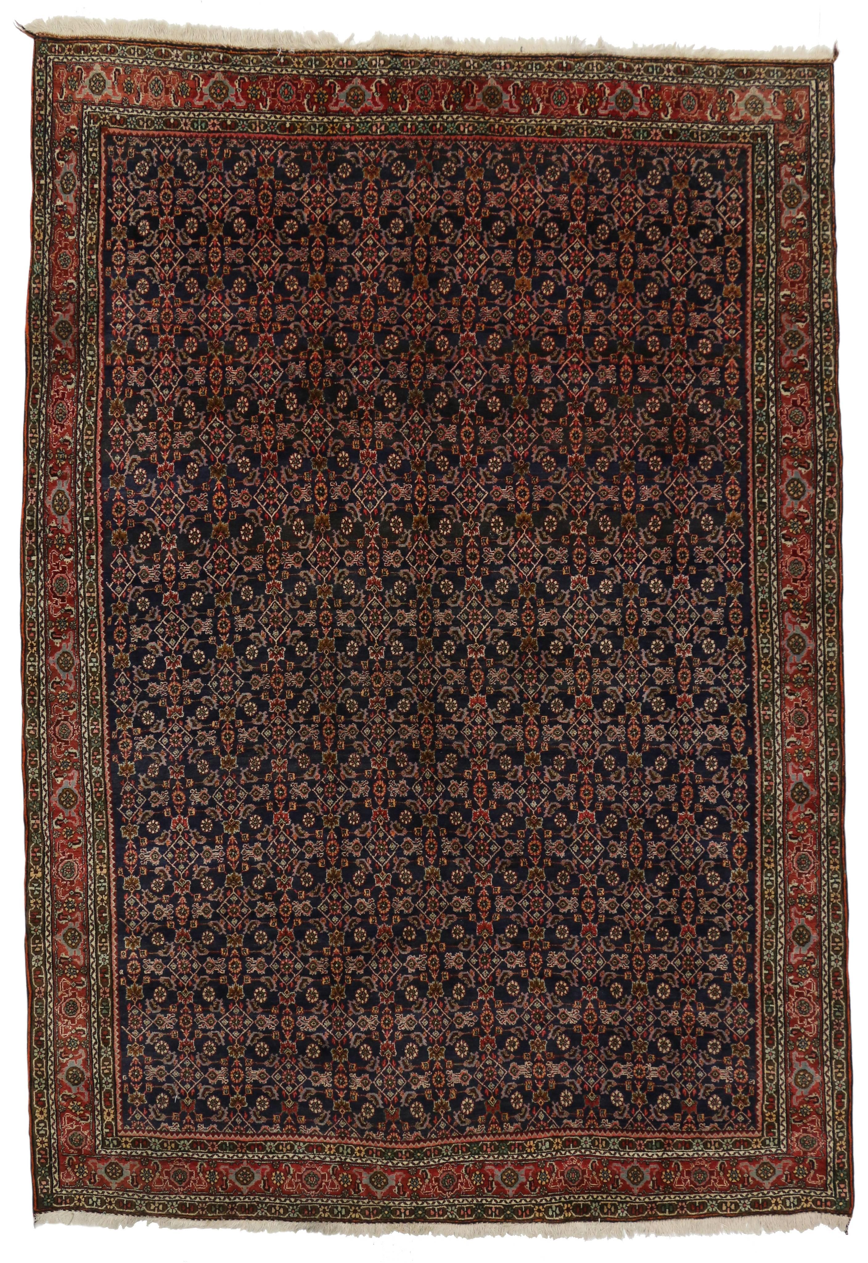 Wool Antique Bijar Persian Rug with Modern Traditional Style, the Iron Rugs of Persia