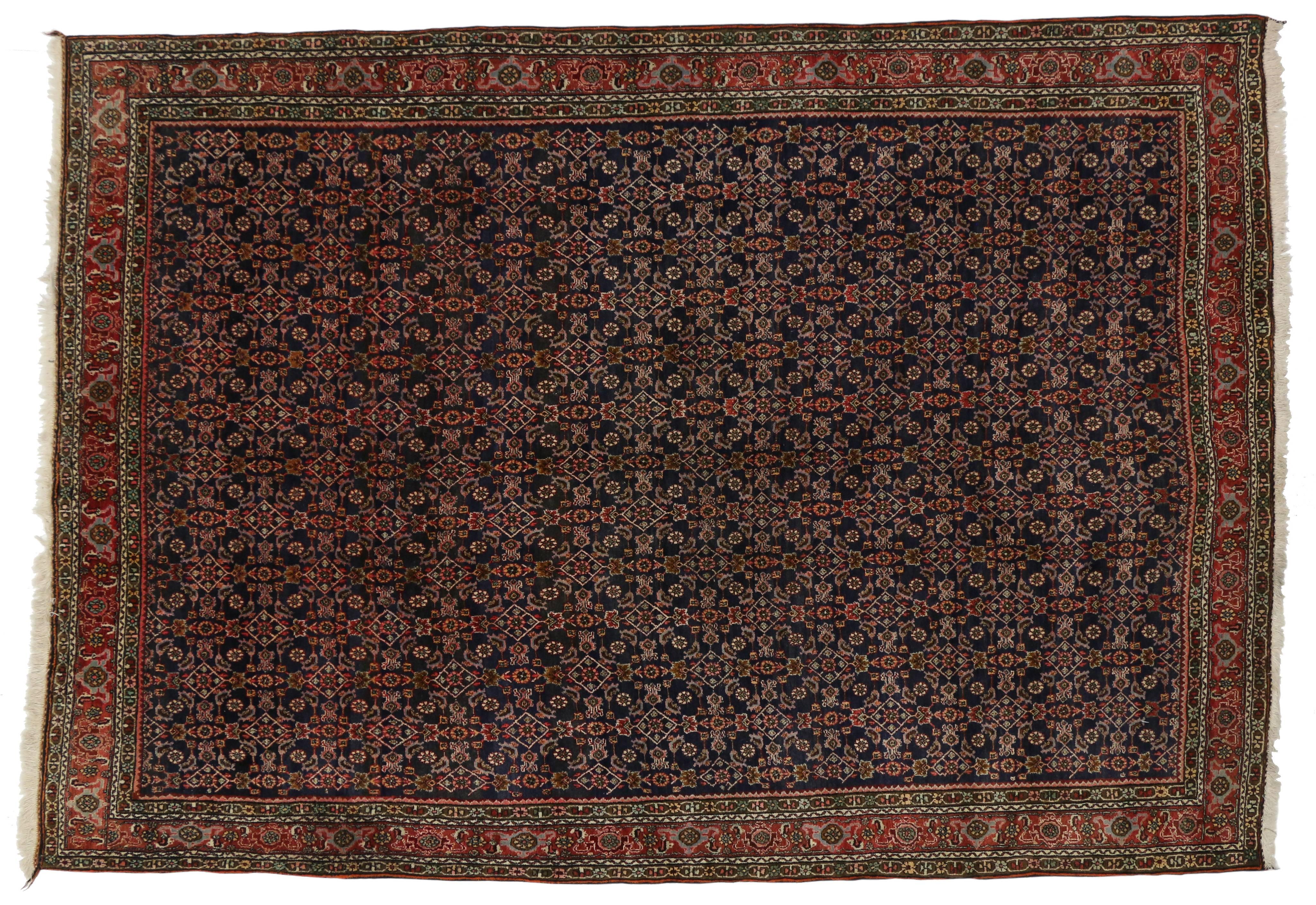 Antique Bijar Persian Rug with Modern Traditional Style, the Iron Rugs of Persia 1