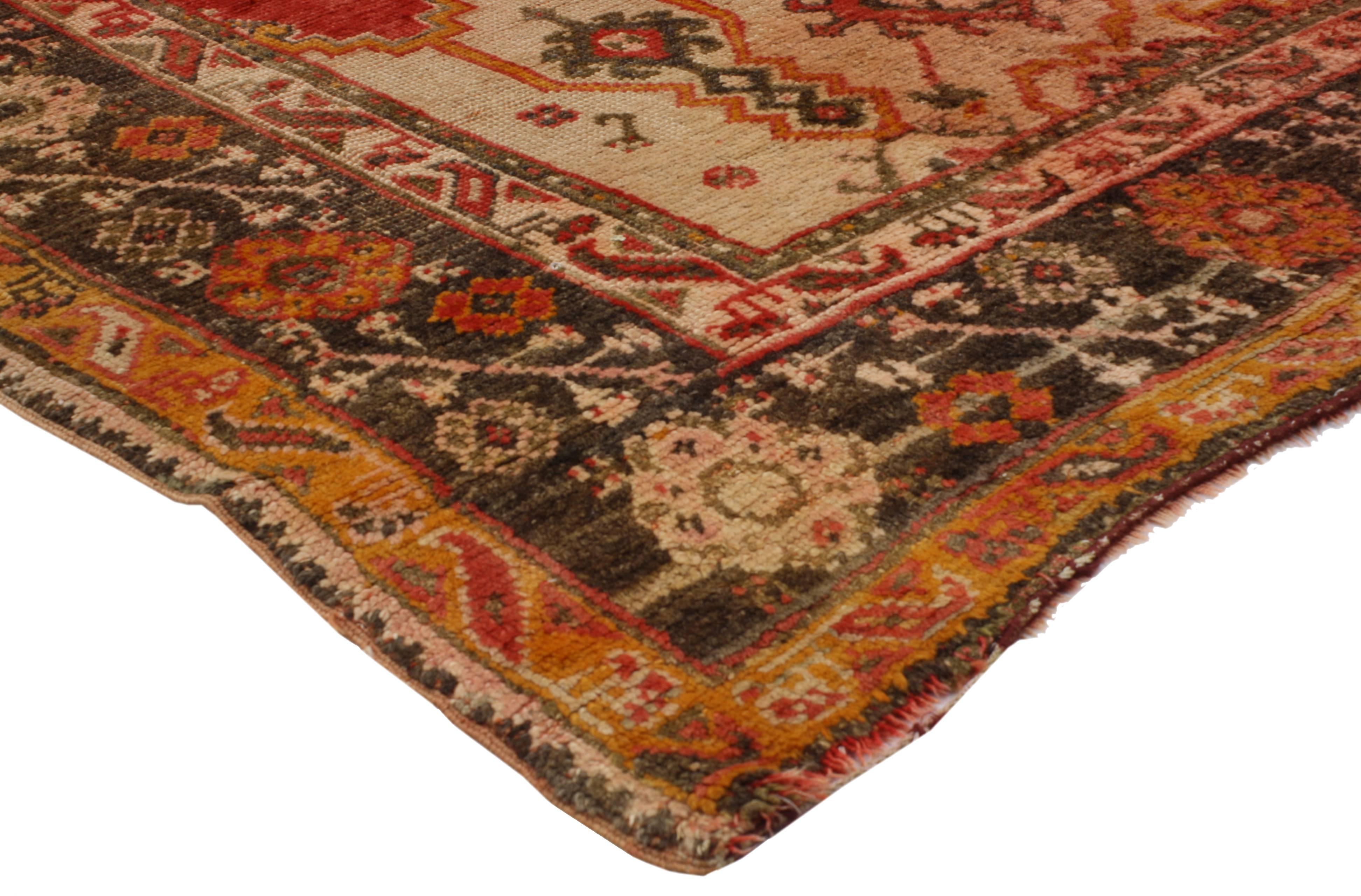 Hand-Knotted Antique Turkish Oushak Rug  For Sale
