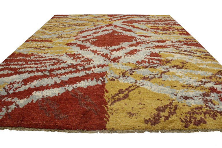 Pakistani New Contemporary Moroccan Rug with Abstract Expressionism & Post-Modern Style For Sale
