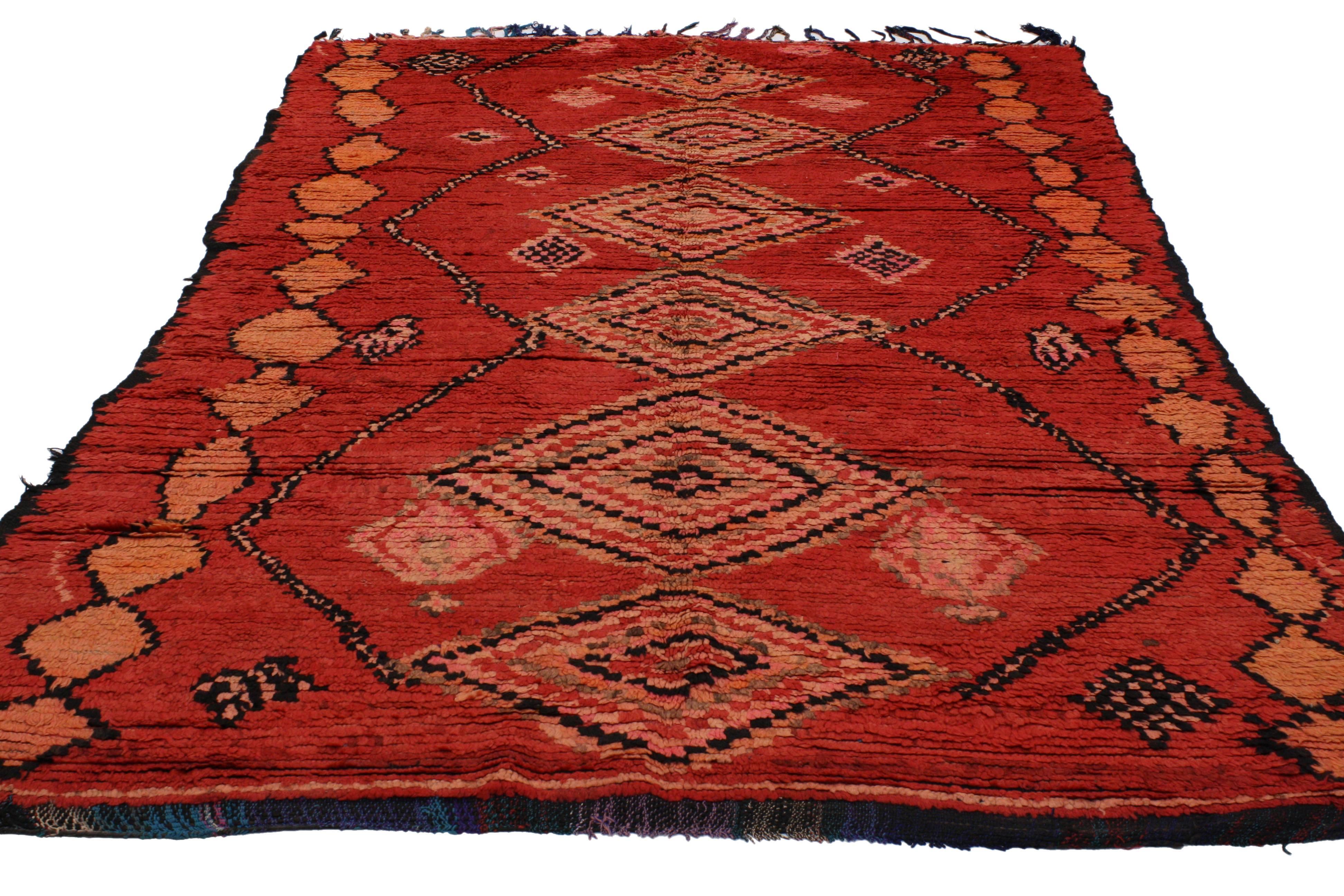 Hand-Knotted Vintage Berber Moroccan Talsint Rug with Tribal Abstract Expressionist Style