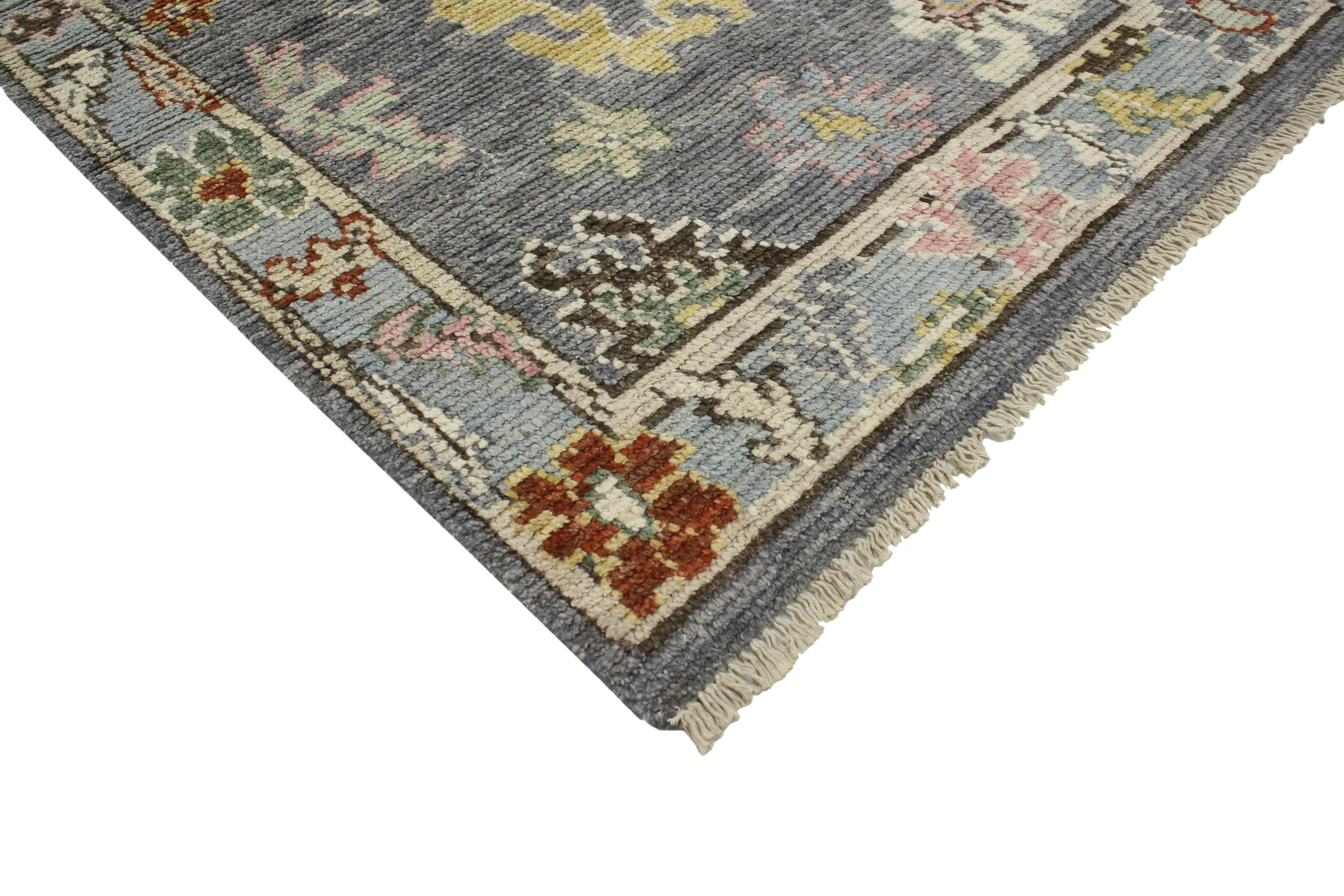 80389 Modern Oushak Rug, 03'09 x 06'03. 
Infusing a delightful fusion of contemporary flair and modern influences, behold this exquisite hand-knotted wool rug that effortlessly harmonizes the past and present. Behold its mesmerizing allure, adorned