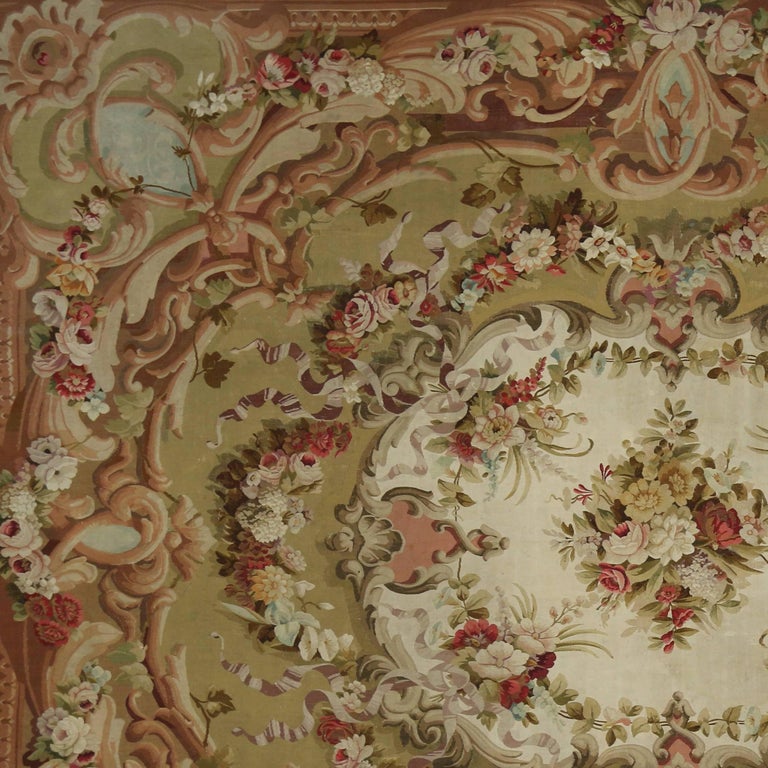 Antique French Aubusson Palace Size Rug with Rococo Louis XV Savonnerie ...