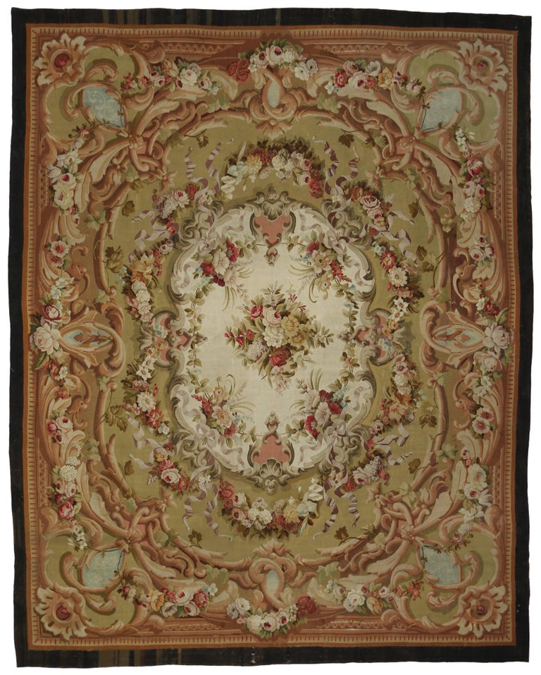 Antique French Aubusson Palace Size Rug with Rococo Louis XV Savonnerie