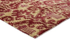New Contemporary Red Ikat Rug with Modern Style, Accent Rug (tapis d'accent)