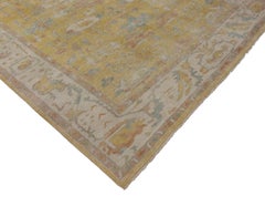 Modern Yellow Oushak Rug with Transitional Style