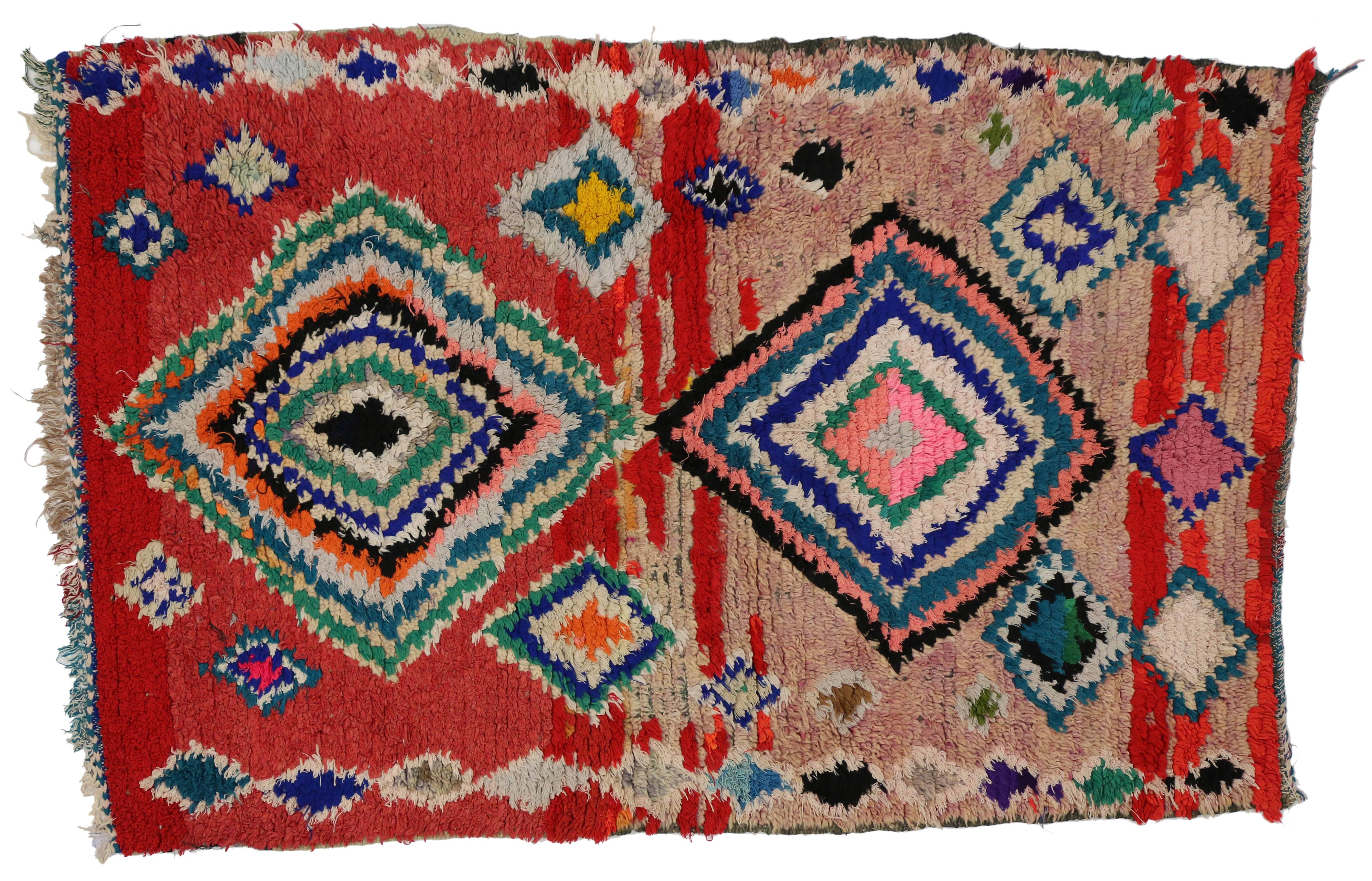 Wool Vintage Berber Moroccan Rug with Modern Tribal Style