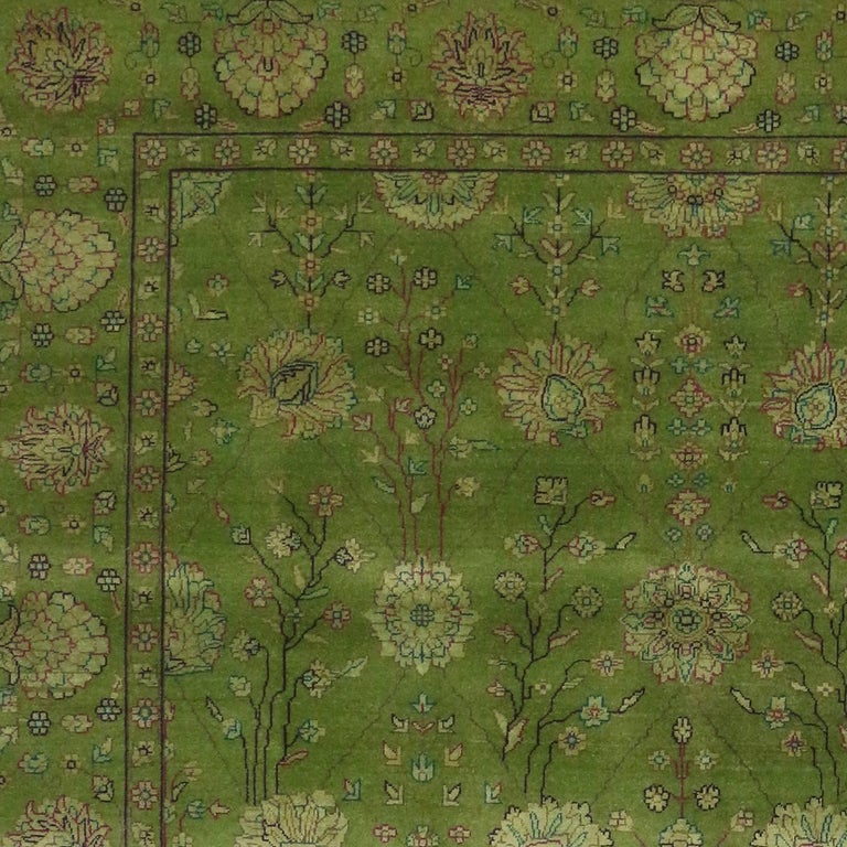 New Contemporary Persian Style Garden Rug, Modern Green Area Rug at