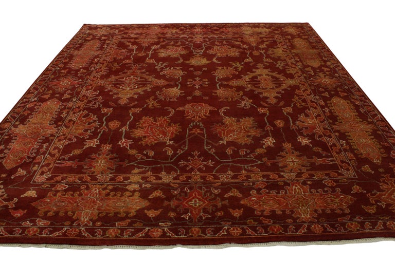 New Contemporary Oushak Style Rug with Jacobean Style For Sale at 1stdibs