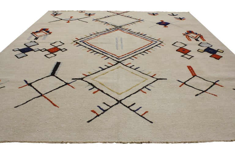 New Contemporary Moroccan Style Rug with Ski Chalet and Mountain Cabin