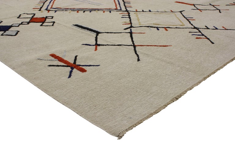 New Contemporary Moroccan Style Rug with Ski Chalet and Mountain Cabin