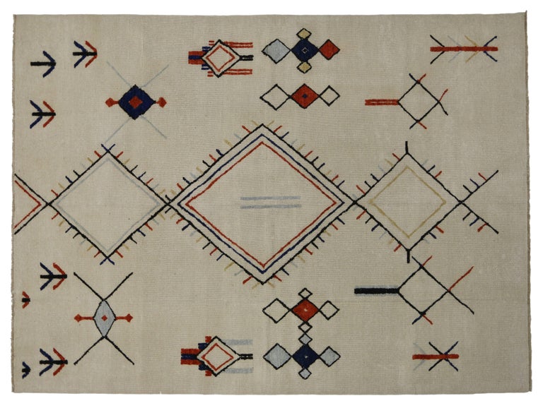 New Contemporary Moroccan Style Rug with Ski Chalet and Mountain Cabin