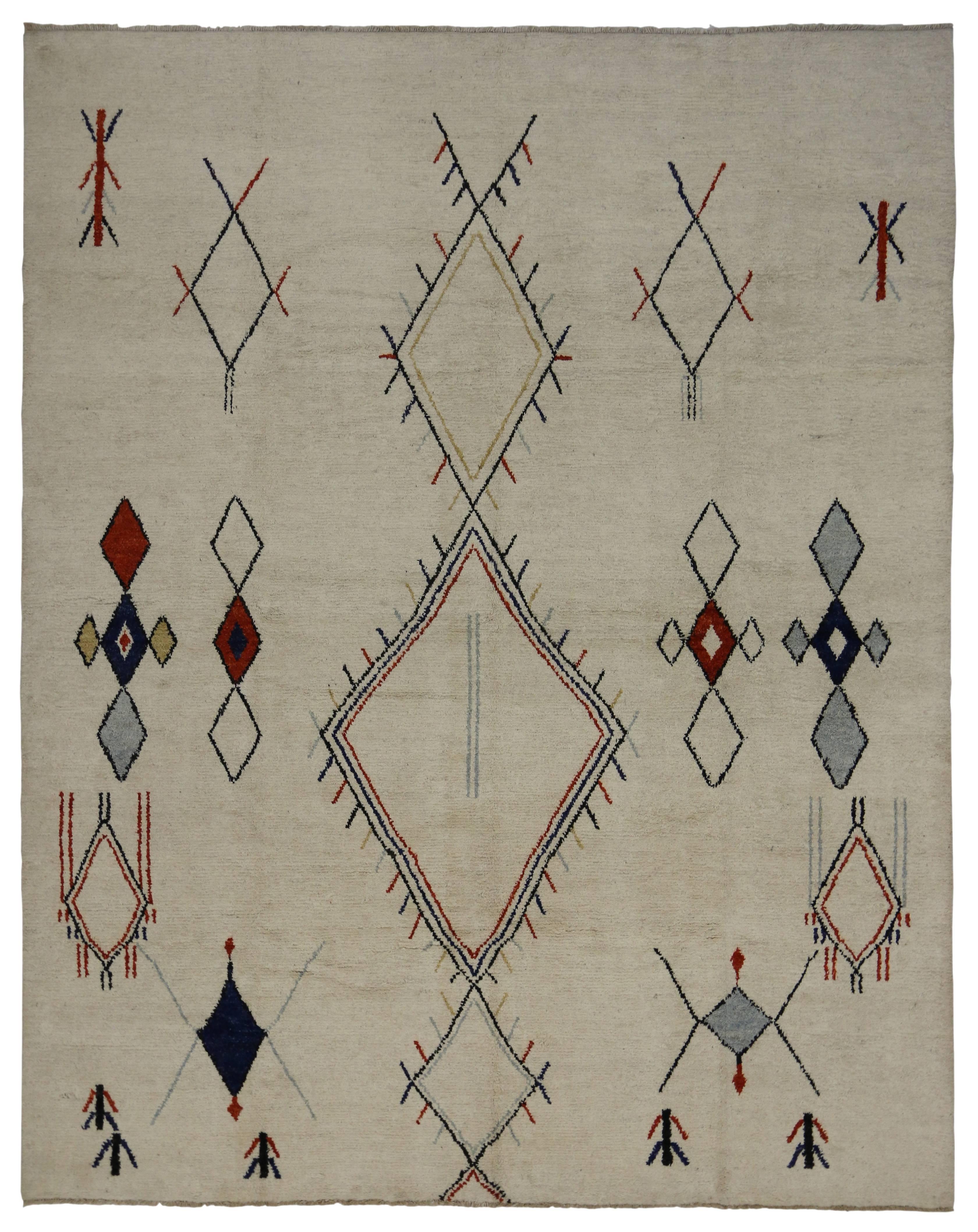 New Contemporary Moroccan Style Area Rug with Modern Tribal Design 3