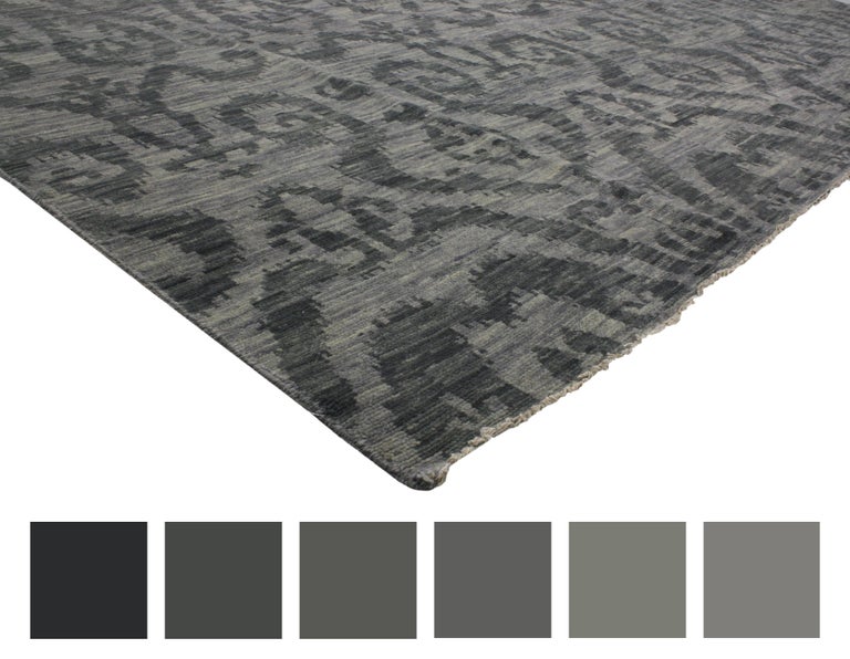 Modern Dark Gray Transitional Ikat Rug at 1stDibs