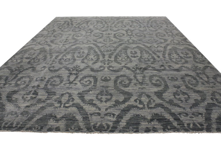 Modern Dark Gray Transitional Ikat Rug at 1stdibs