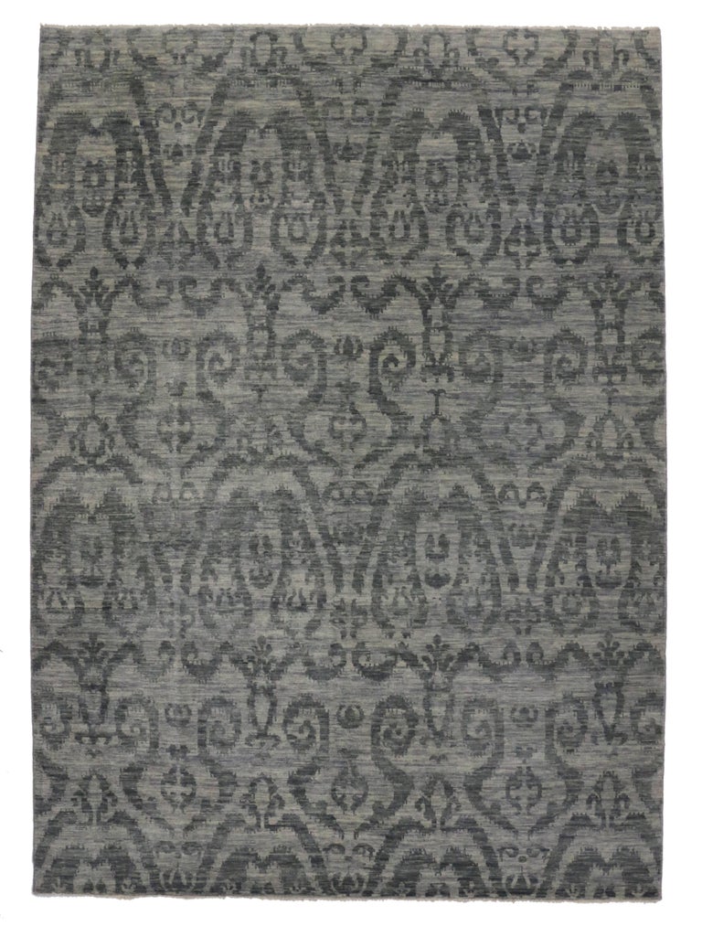Modern Dark Gray Transitional Ikat Rug at 1stdibs