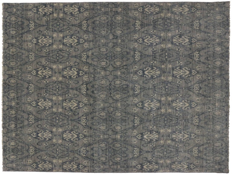 Modern Dark Gray Transitional Ikat Rug For Sale at 1stdibs