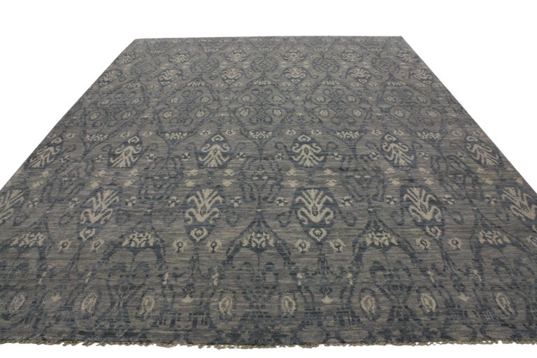 Modern Dark Gray Transitional Ikat Rug For Sale at 1stdibs