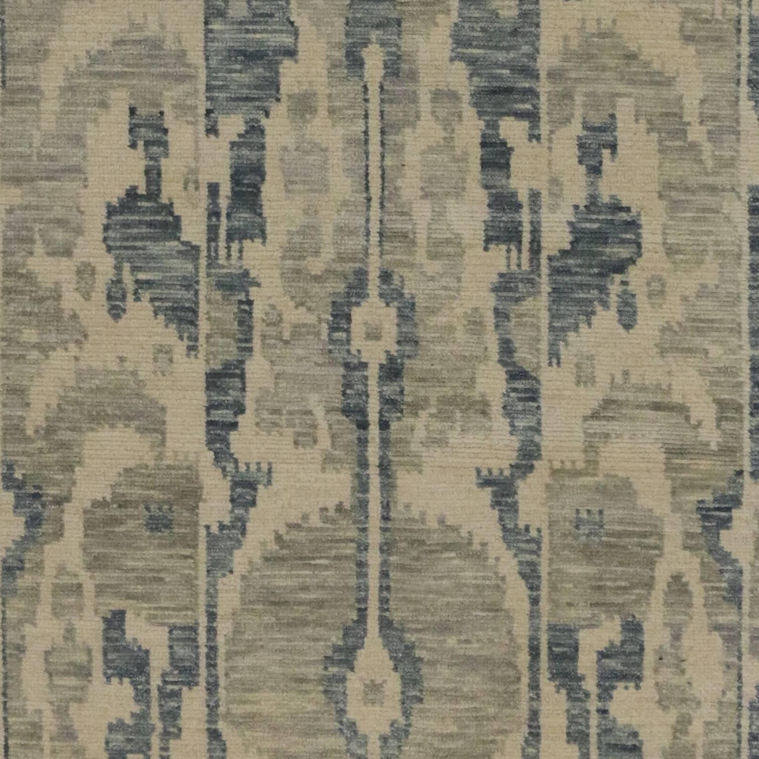 Hand-Knotted New Transitional Ikat Rug with Modern Style and Warm Earth-Tone Colors