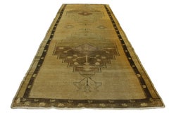 Vintage Turkish Oushak Runner with Muted Colors and Modern Style Abrash