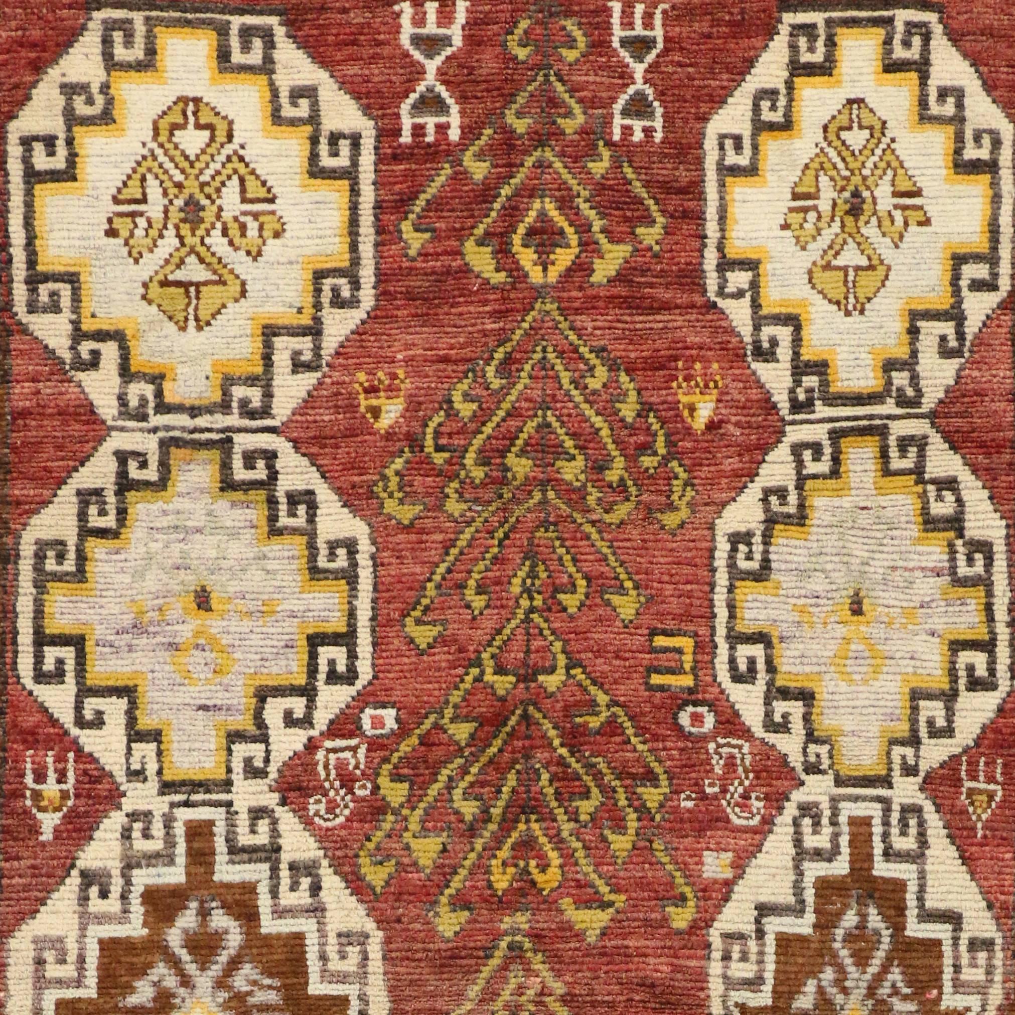 Wool Vintage Turkish Oushak Runner with Modern Tribal Style, Gallery Rug For Sale