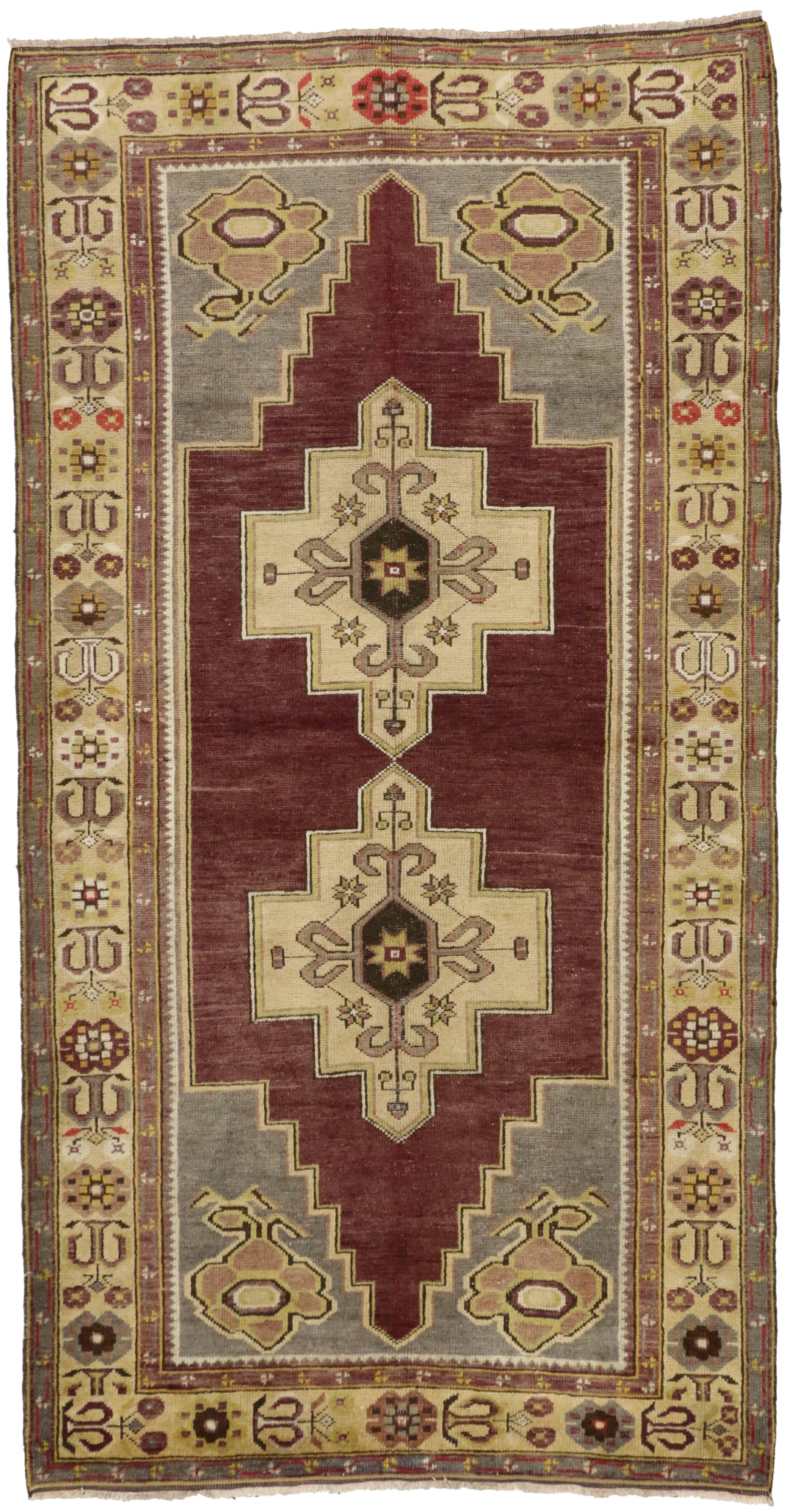 Vintage Turkish Oushak Rug with Traditional Modern Style 6