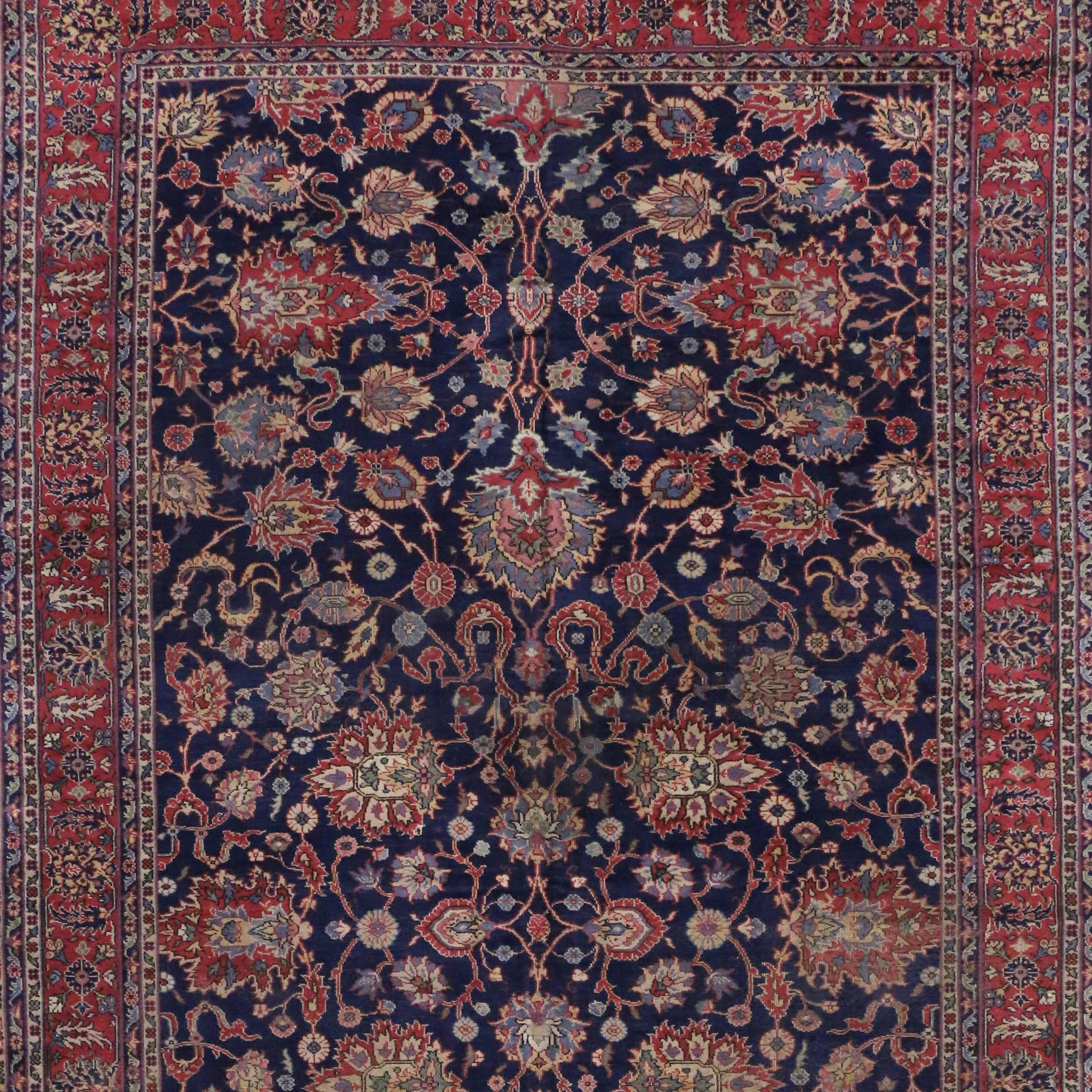 Antique Turkish Blue Sparta Gallery Rug with Old World French Chateau Style  2