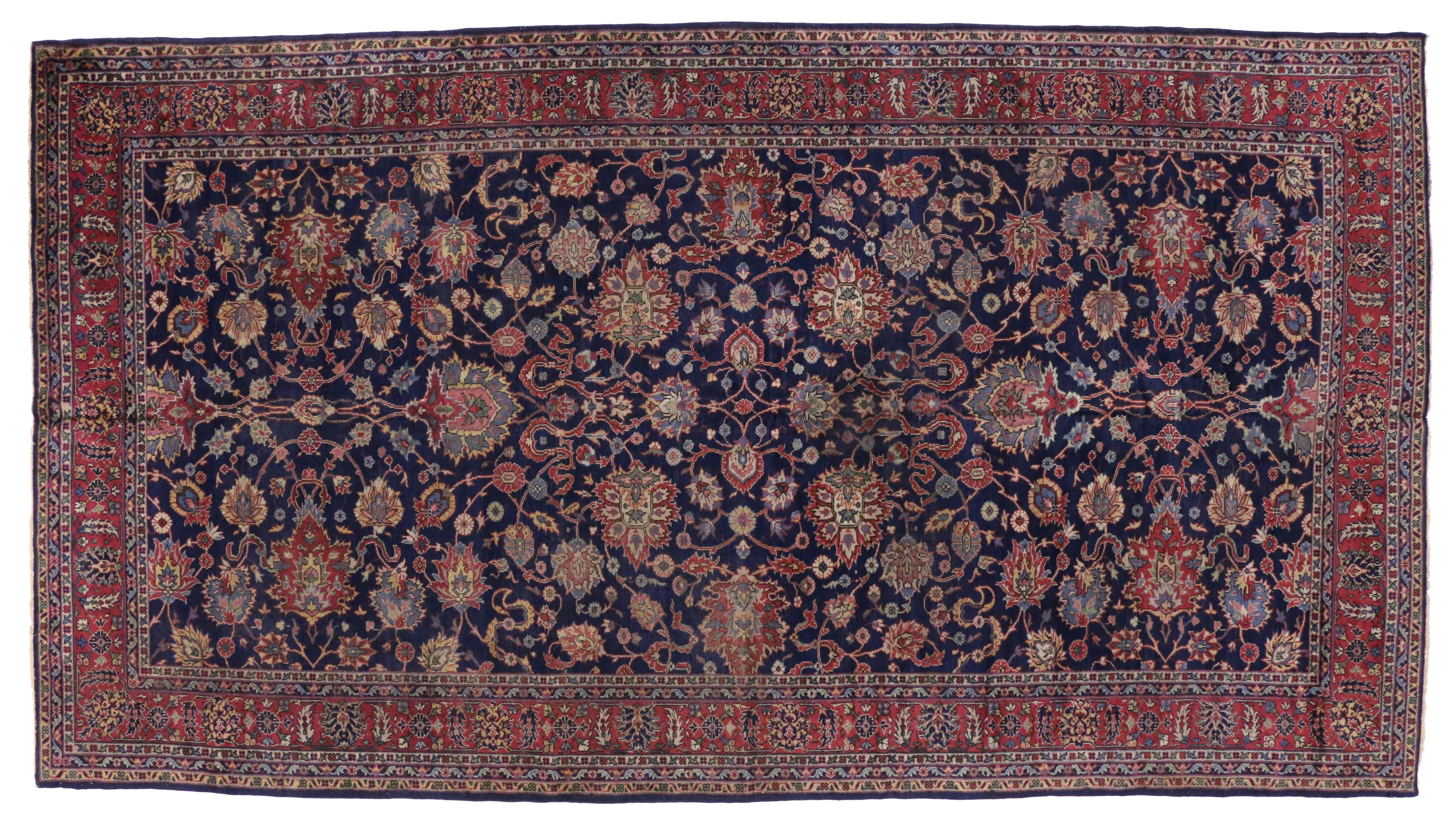 Antique Turkish Blue Sparta Gallery Rug with Old World French Chateau Style  4