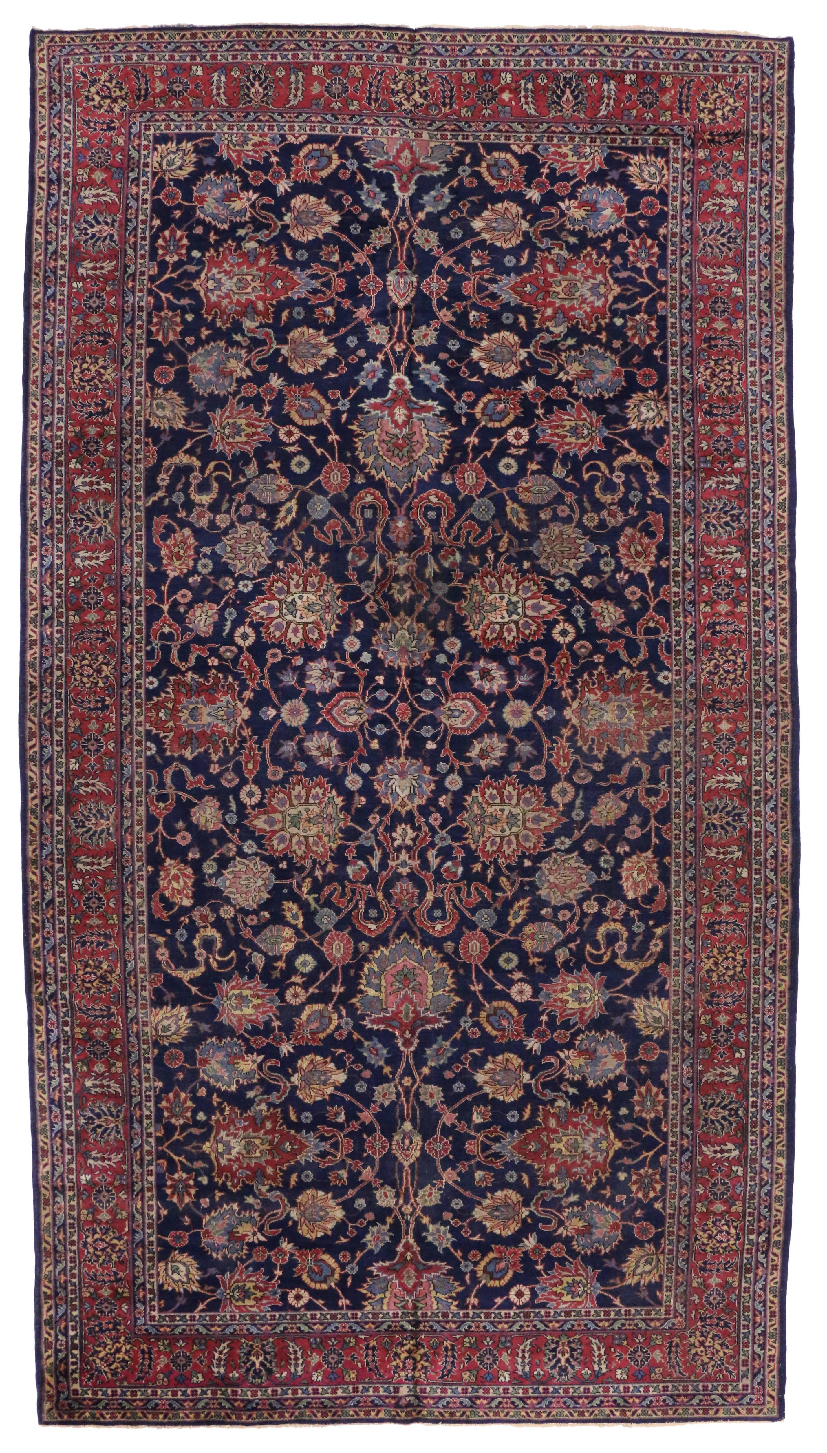 Antique Turkish Blue Sparta Gallery Rug with Old World French Chateau Style  3