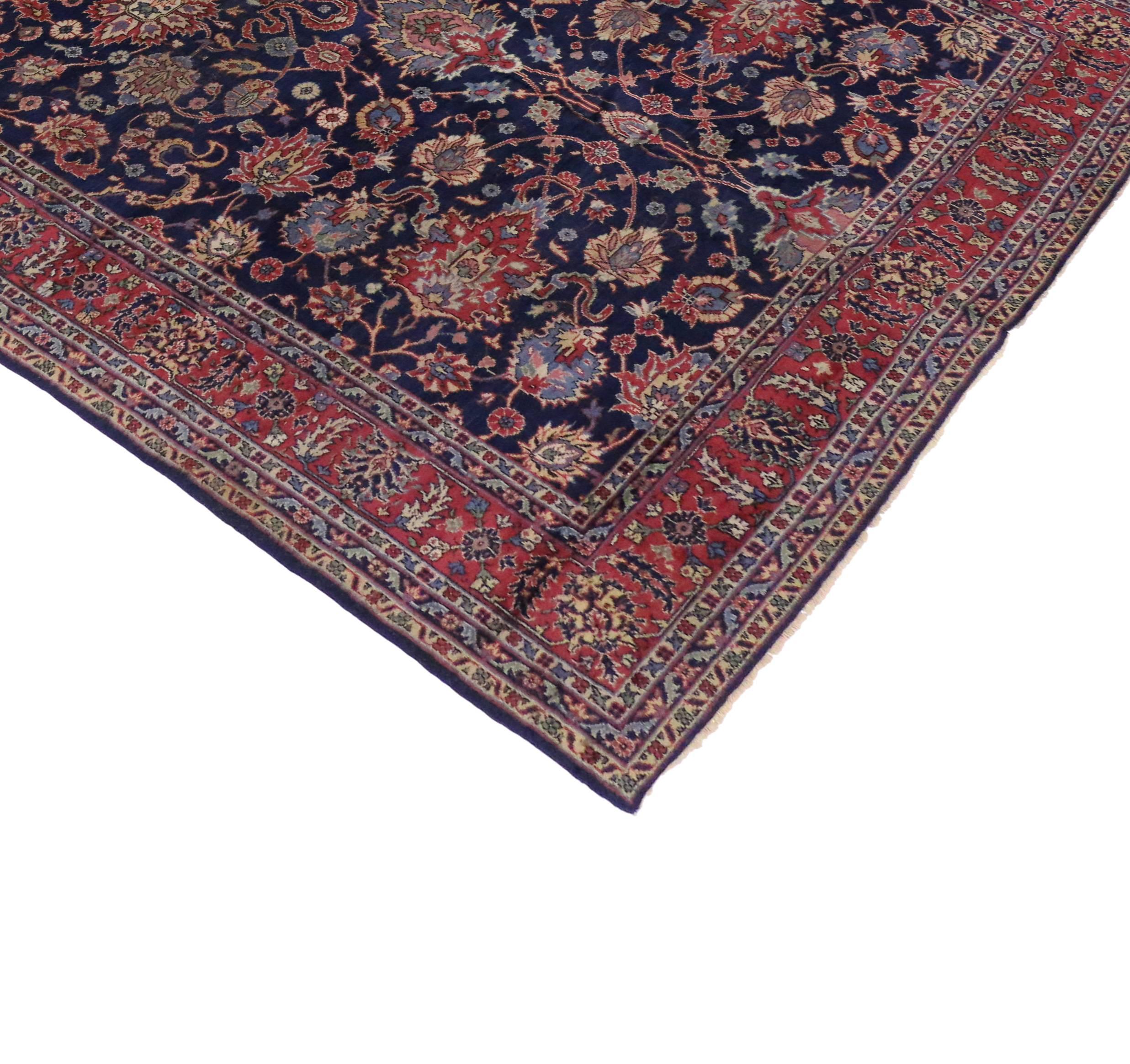 20th Century Antique Turkish Blue Sparta Gallery Rug with Old World French Chateau Style 