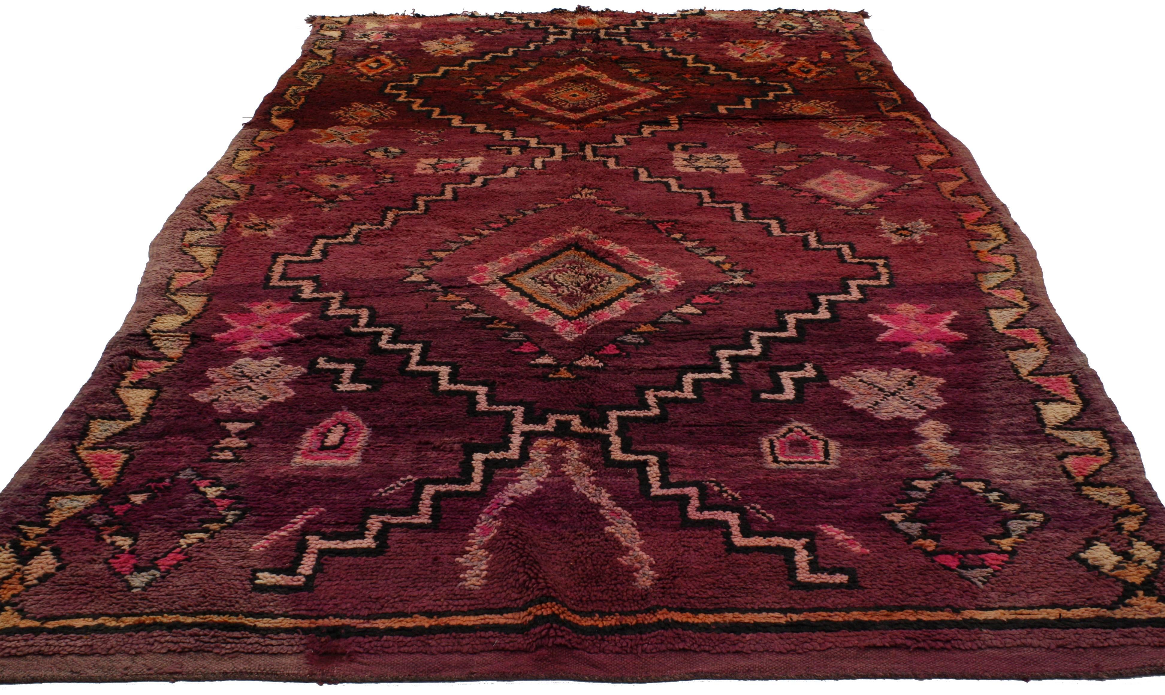 Bohemian Vintage Berber Moroccan Rug with Modern Tribal Style