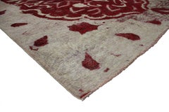 Vintage Persian Red Overdyed Rug, Bucolic Romance Meets Rustic Charm