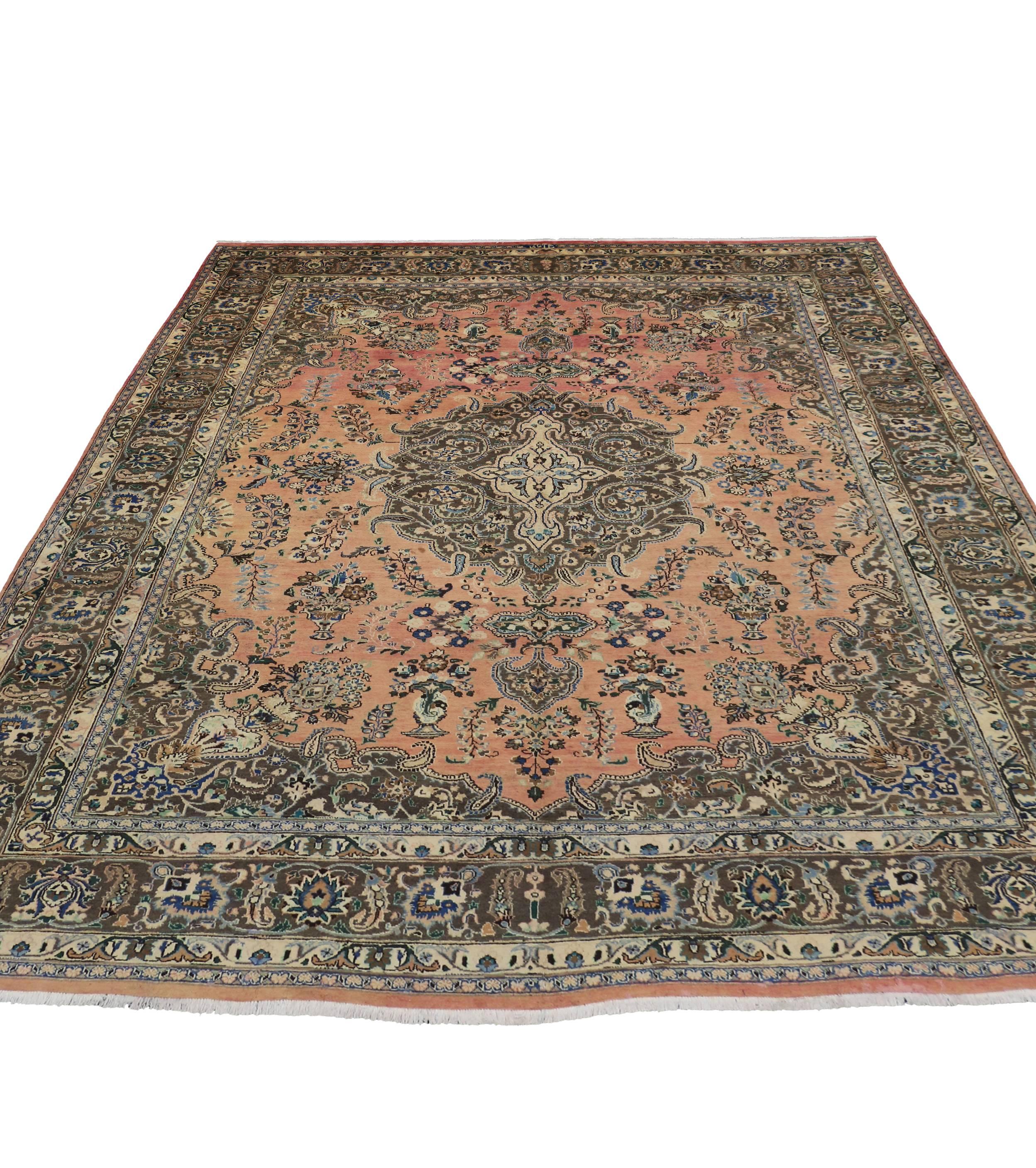 Vintage Khorassan Persian Rug with Traditional Style For Sale 1
