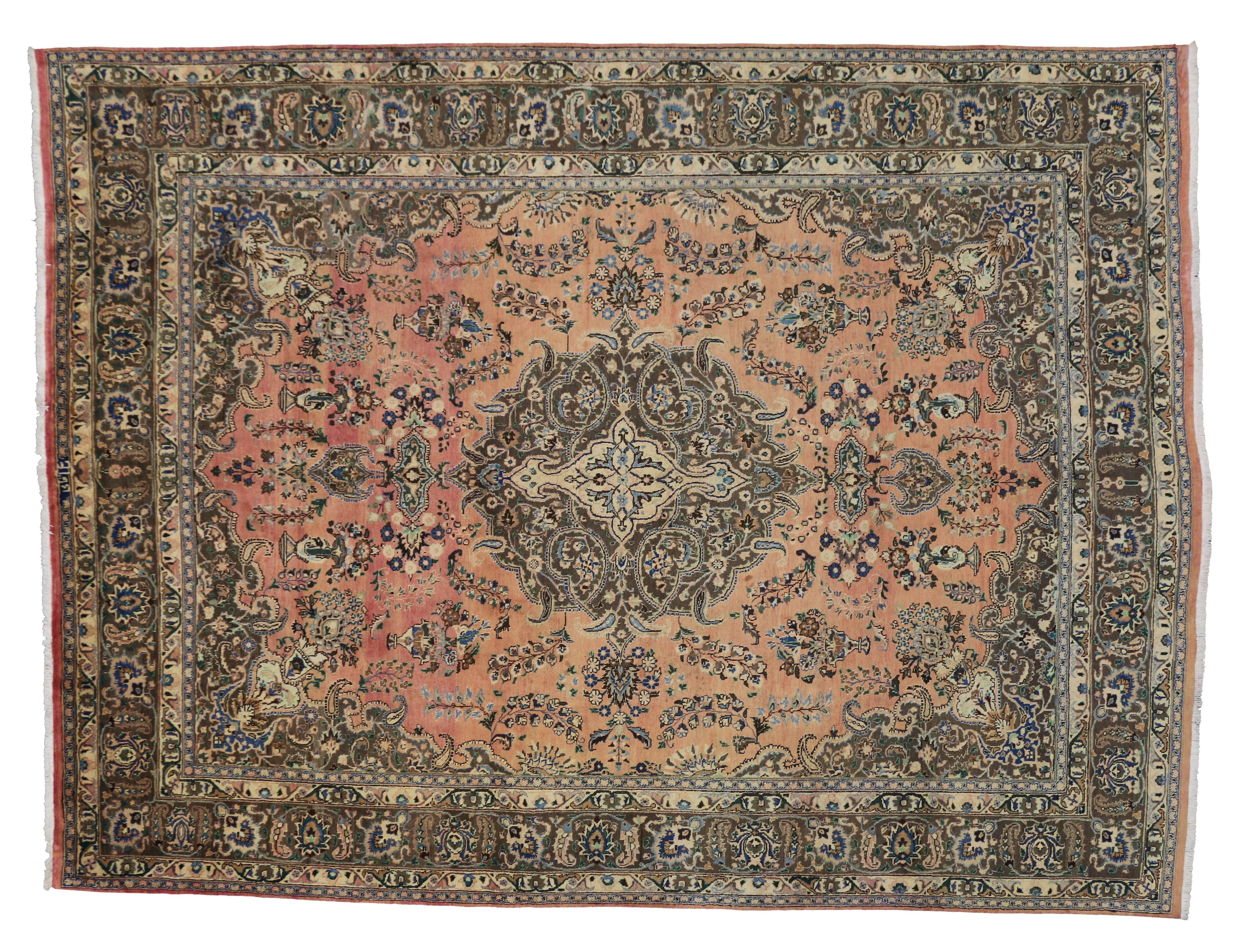 Vintage Khorassan Persian Rug with Traditional Style For Sale 7