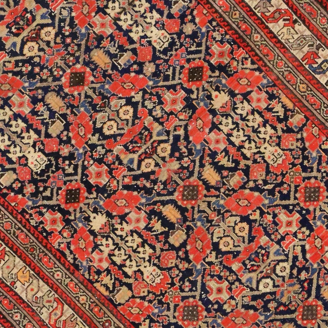 Antique Persian Malayer Gallery Rug with Guli Hannai Flower, Wide Hallway Runner 3