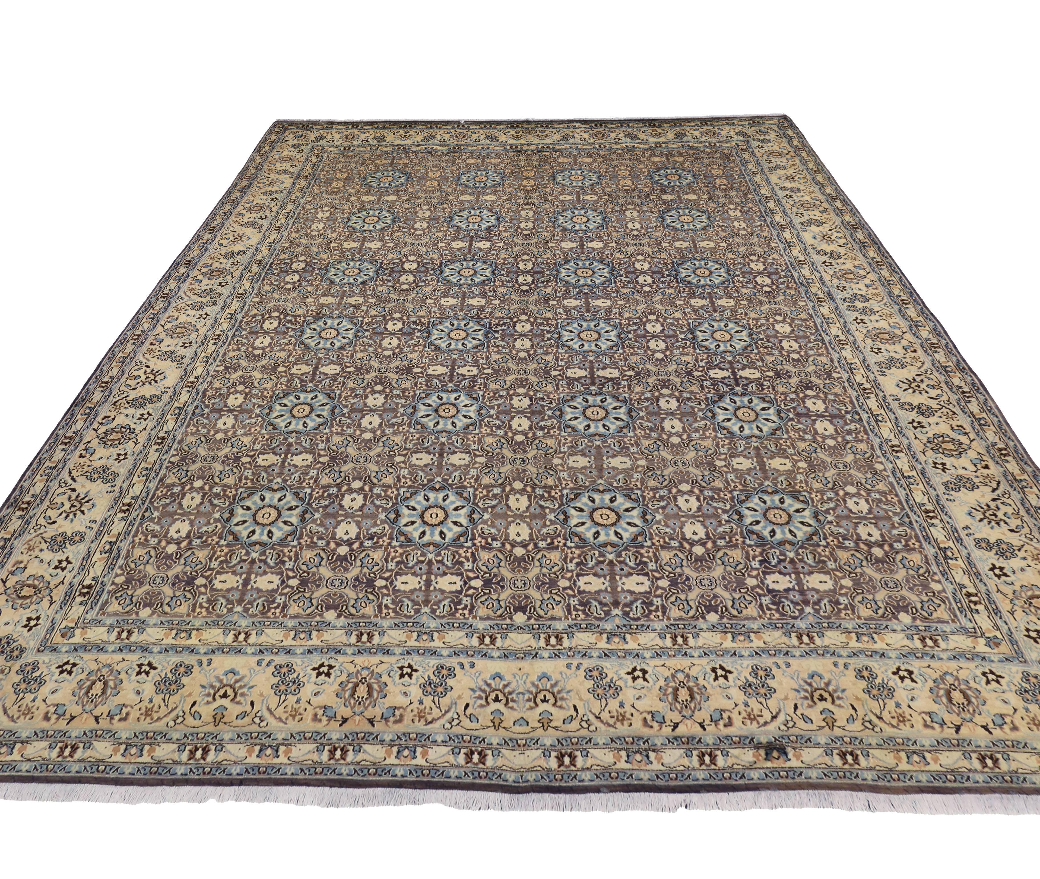 Hand-Knotted Vintage Persian Moud Mood Rug