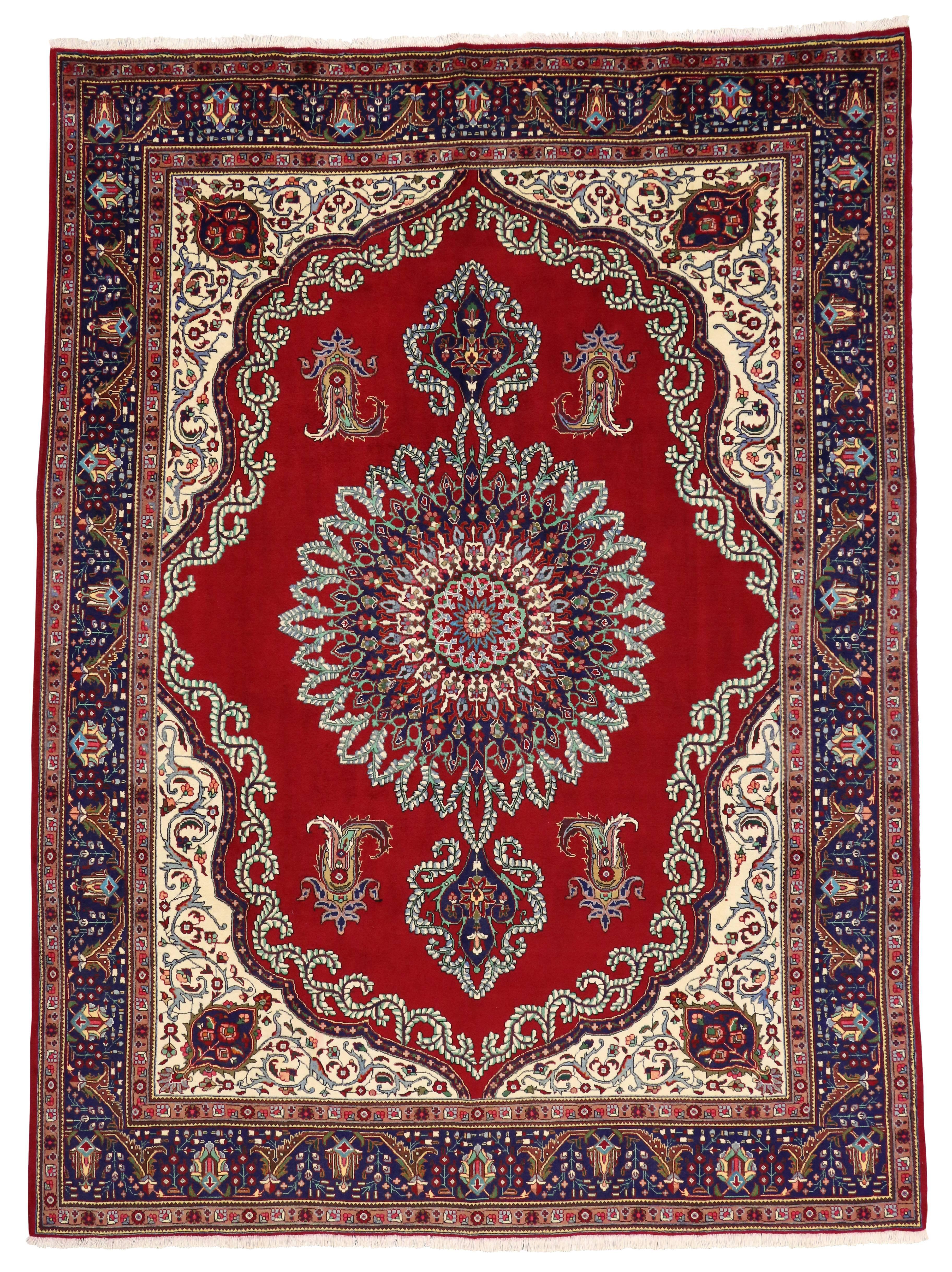 Vintage Persian Tabriz Rug with Regal Jacobean Style For Sale 2