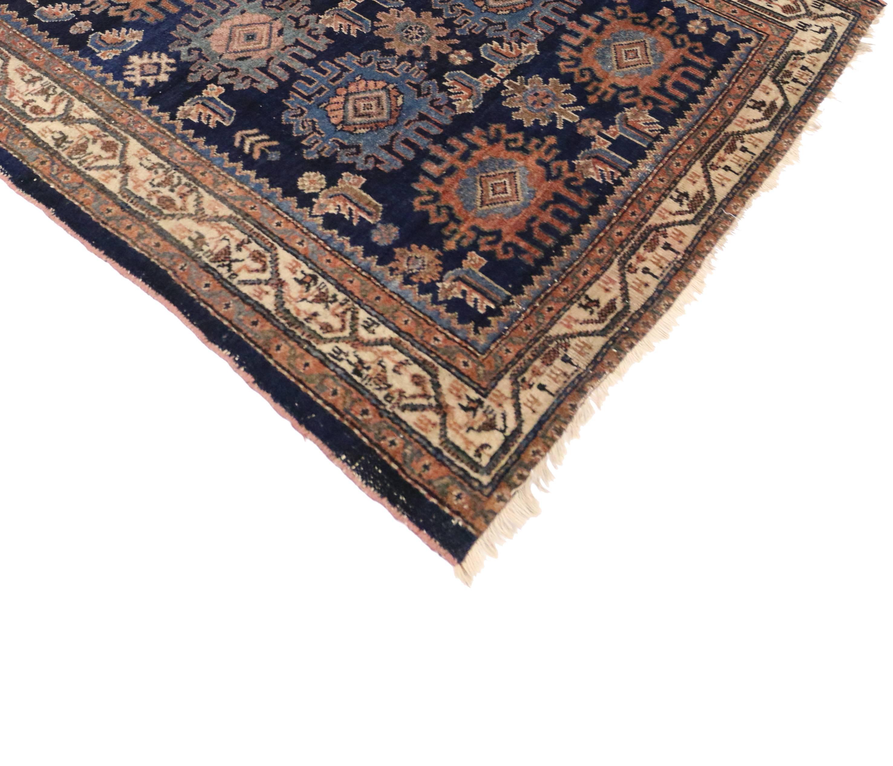 Wool Traditional Style Antique Persian Malayer Rug with Large-Scale Geometric Print For Sale