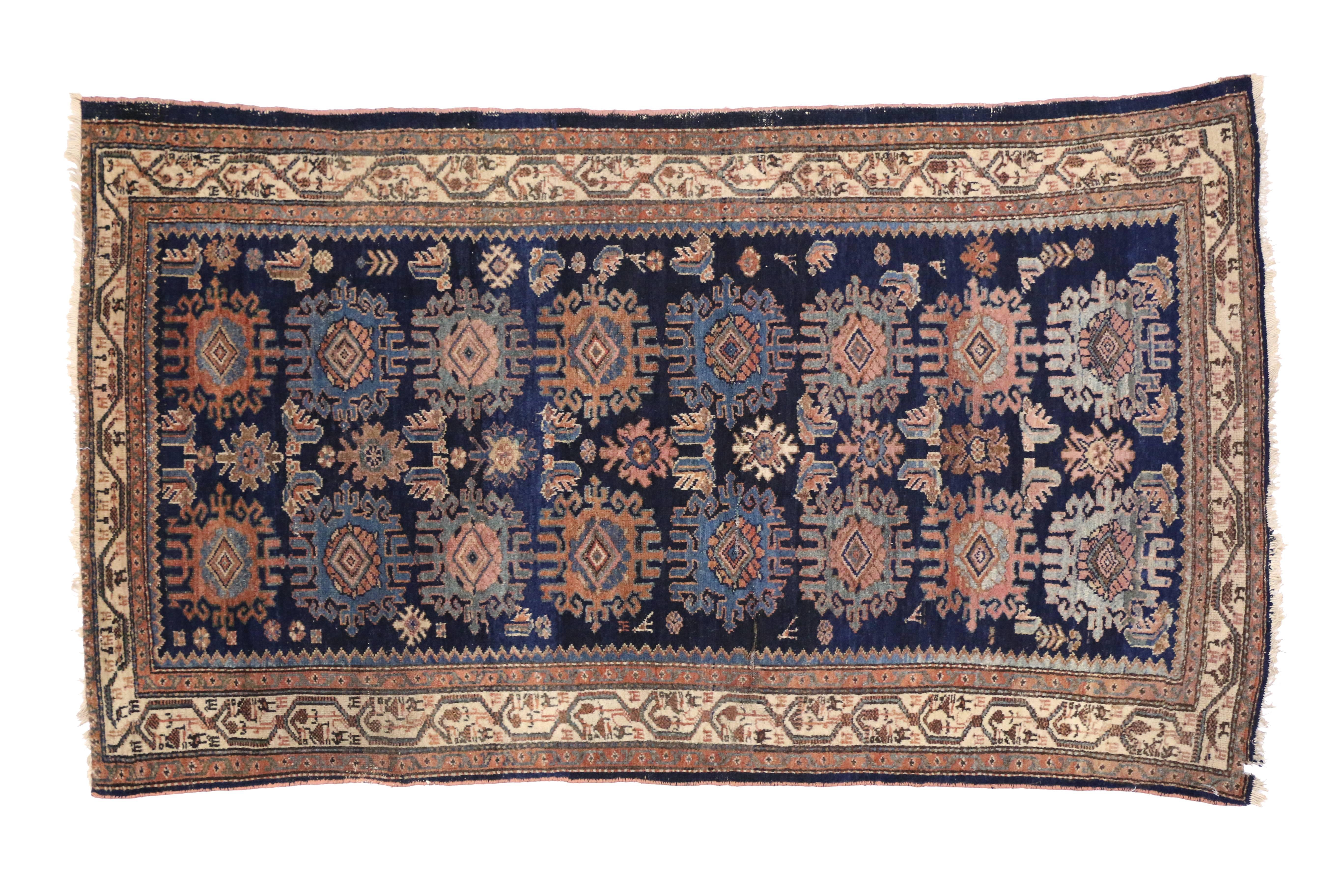Traditional Style Antique Persian Malayer Rug with Large-Scale Geometric Print For Sale 6