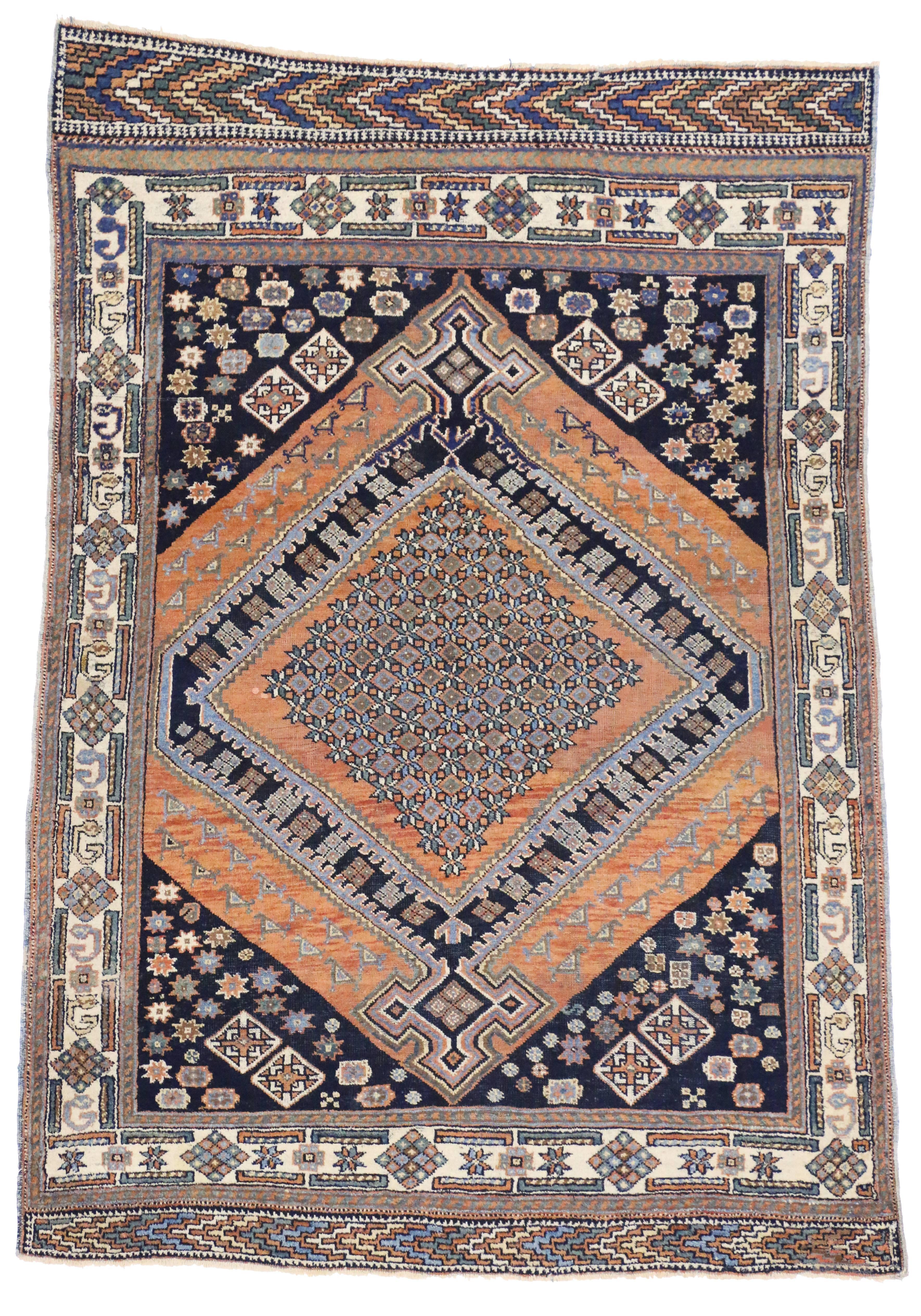 Antique Persian Afshar Rug with Modern Tribal Style For Sale 3