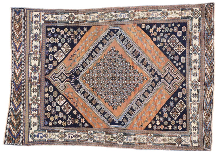 Antique Persian Afshar Rug with Modern Tribal Style For Sale at 1stDibs