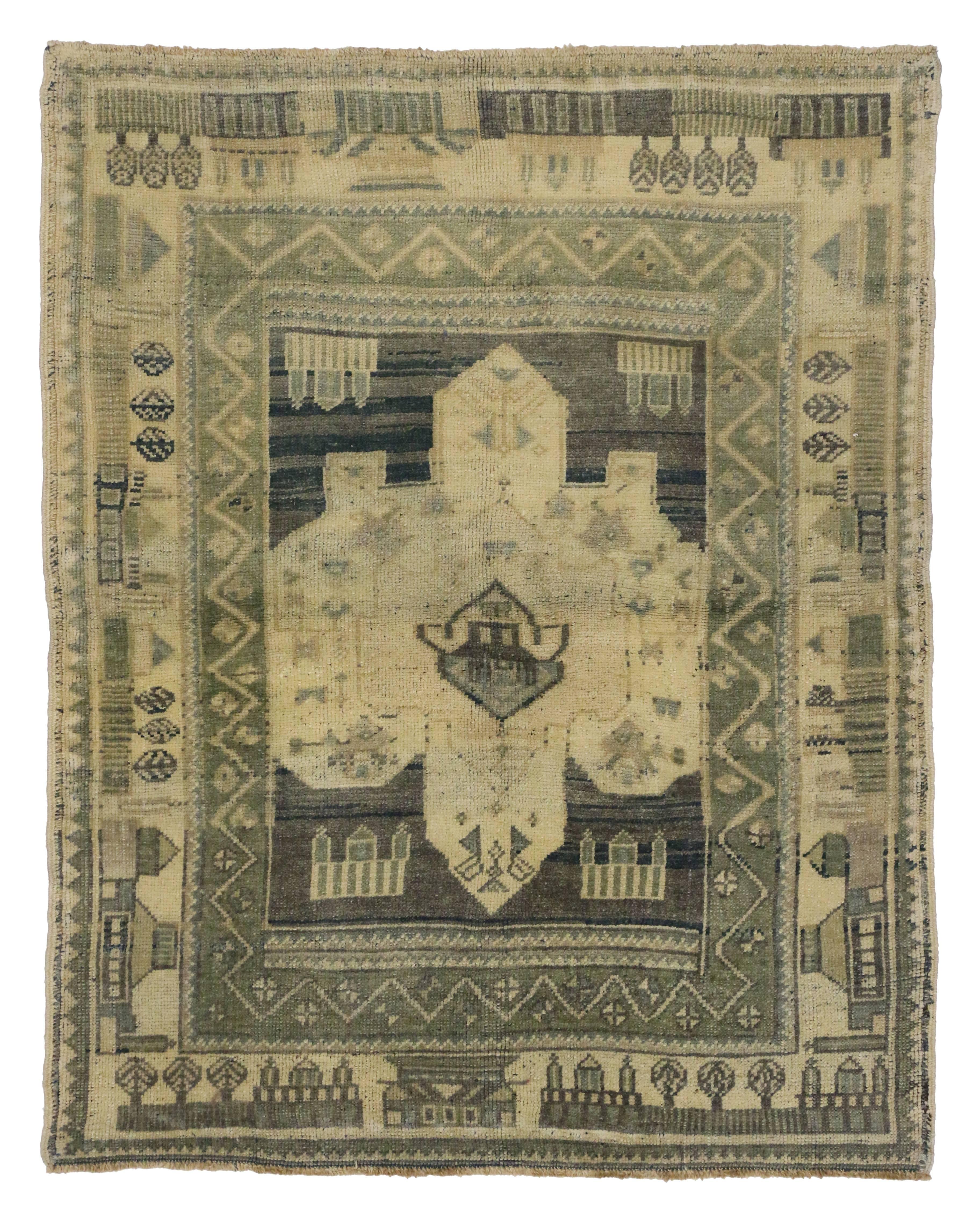 Vintage Turkish Oushak Rug with Modern Style For Sale 5