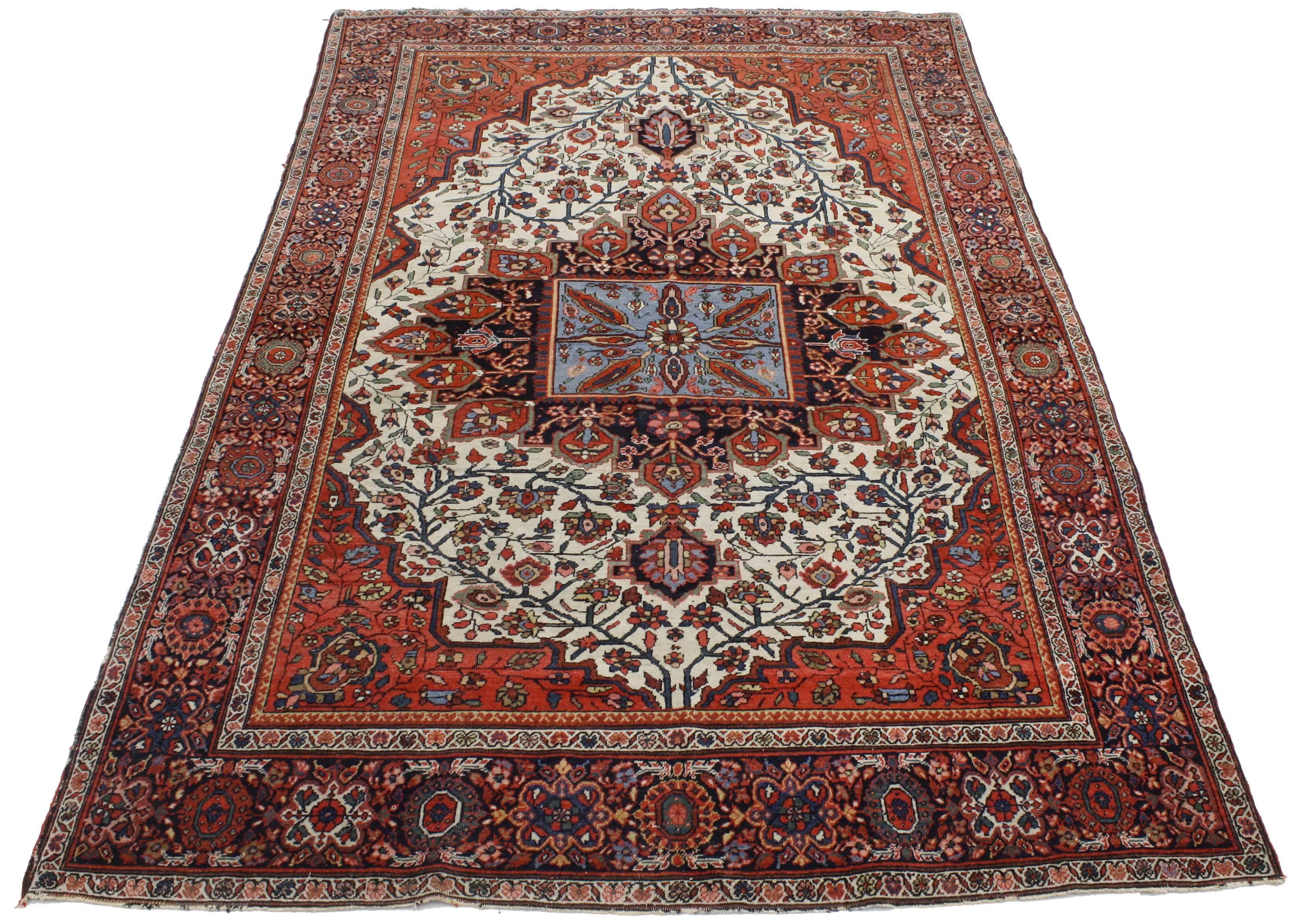 Hand-Knotted Antique Persian Sarouk Farahan Rug with Modern Style For Sale