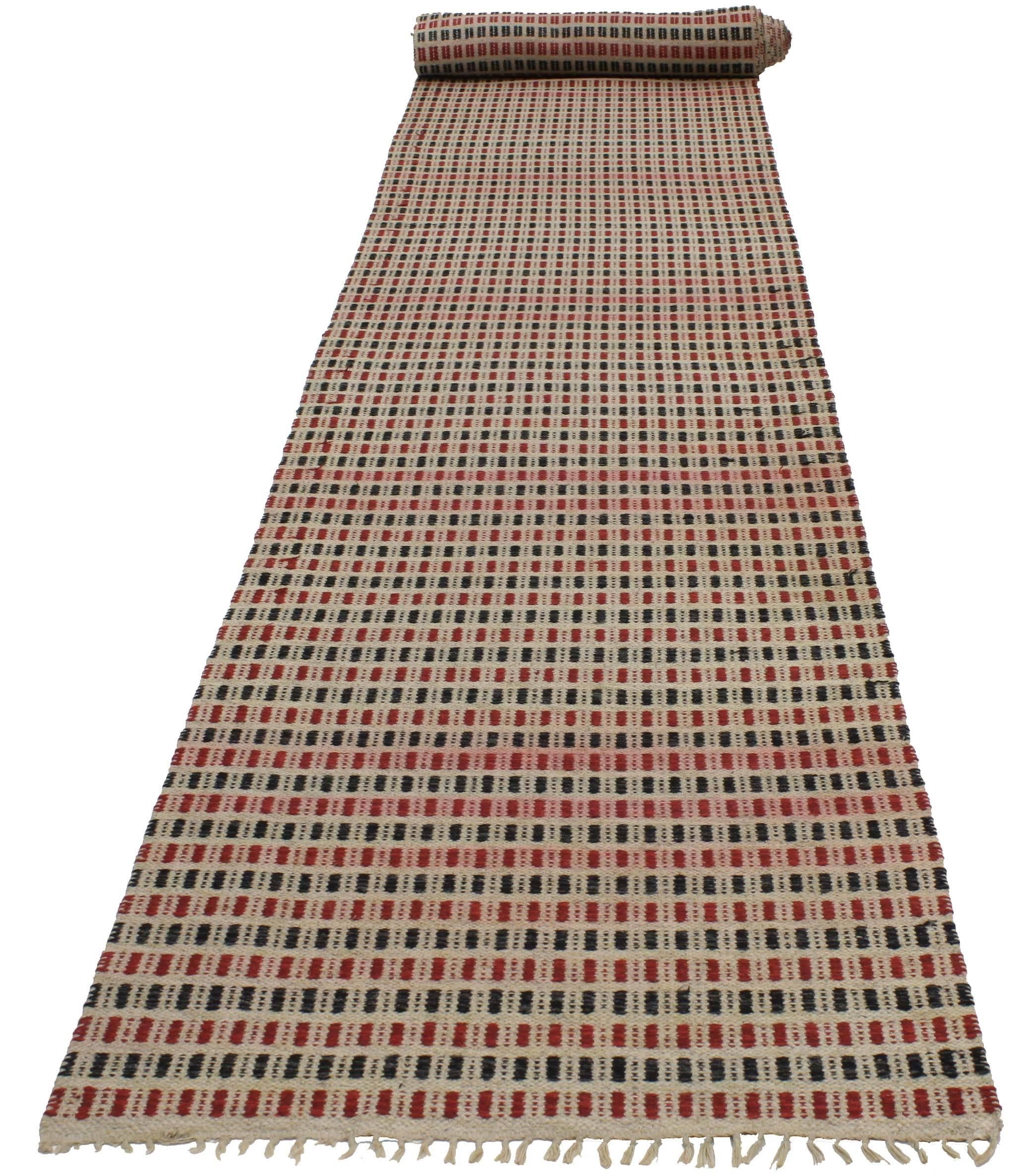 Vintage Scandinavian Swedish Kilim Long Runner with Pacific Northwest Style For Sale 2